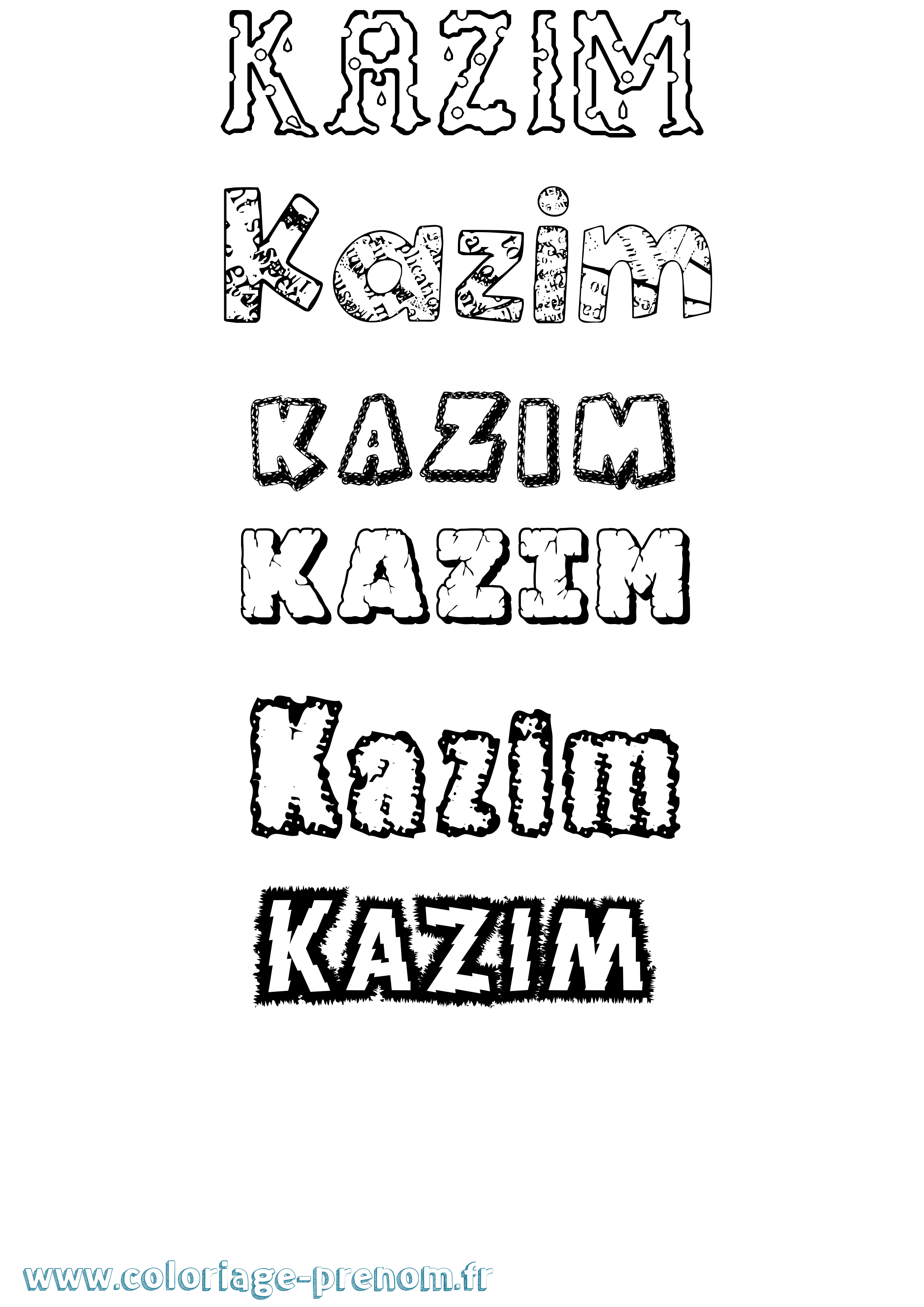 Coloriage Kazim Destructuré Coloriage prénom Kazim Destructuré