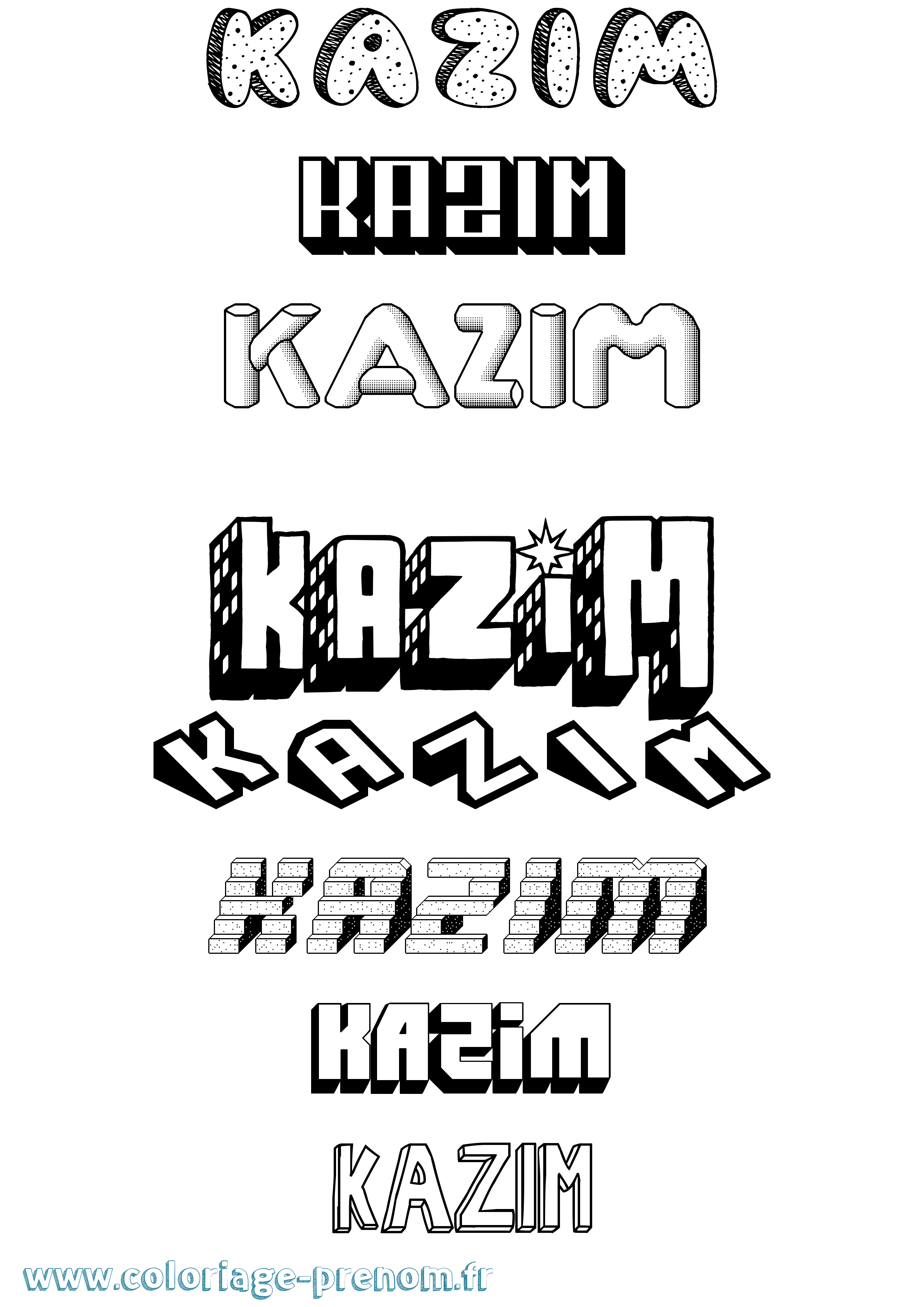 Coloriage Kazim Effet 3D Coloriage prénom Kazim Effet 3D