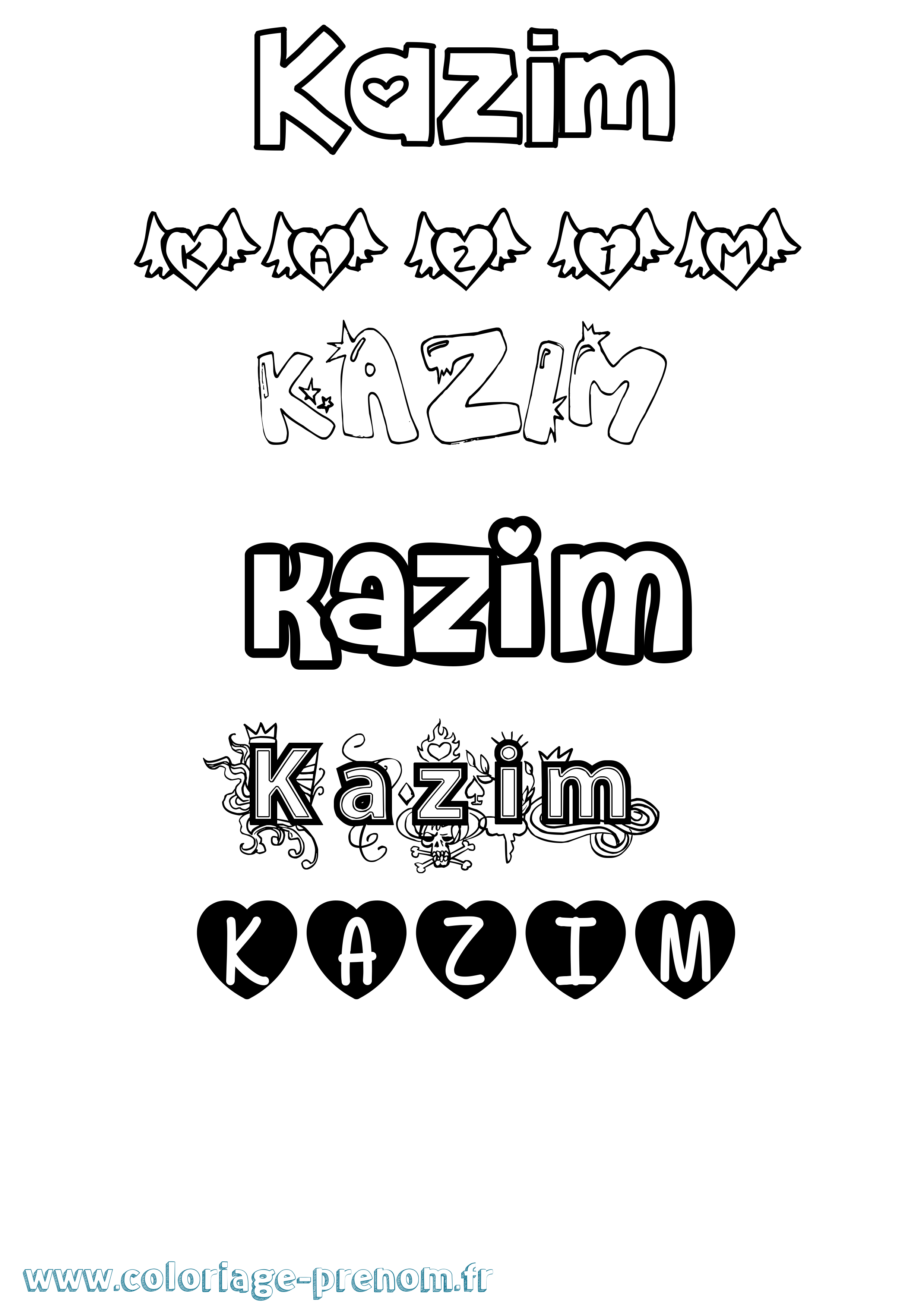 Coloriage Kazim Girly Coloriage prénom Kazim Girly