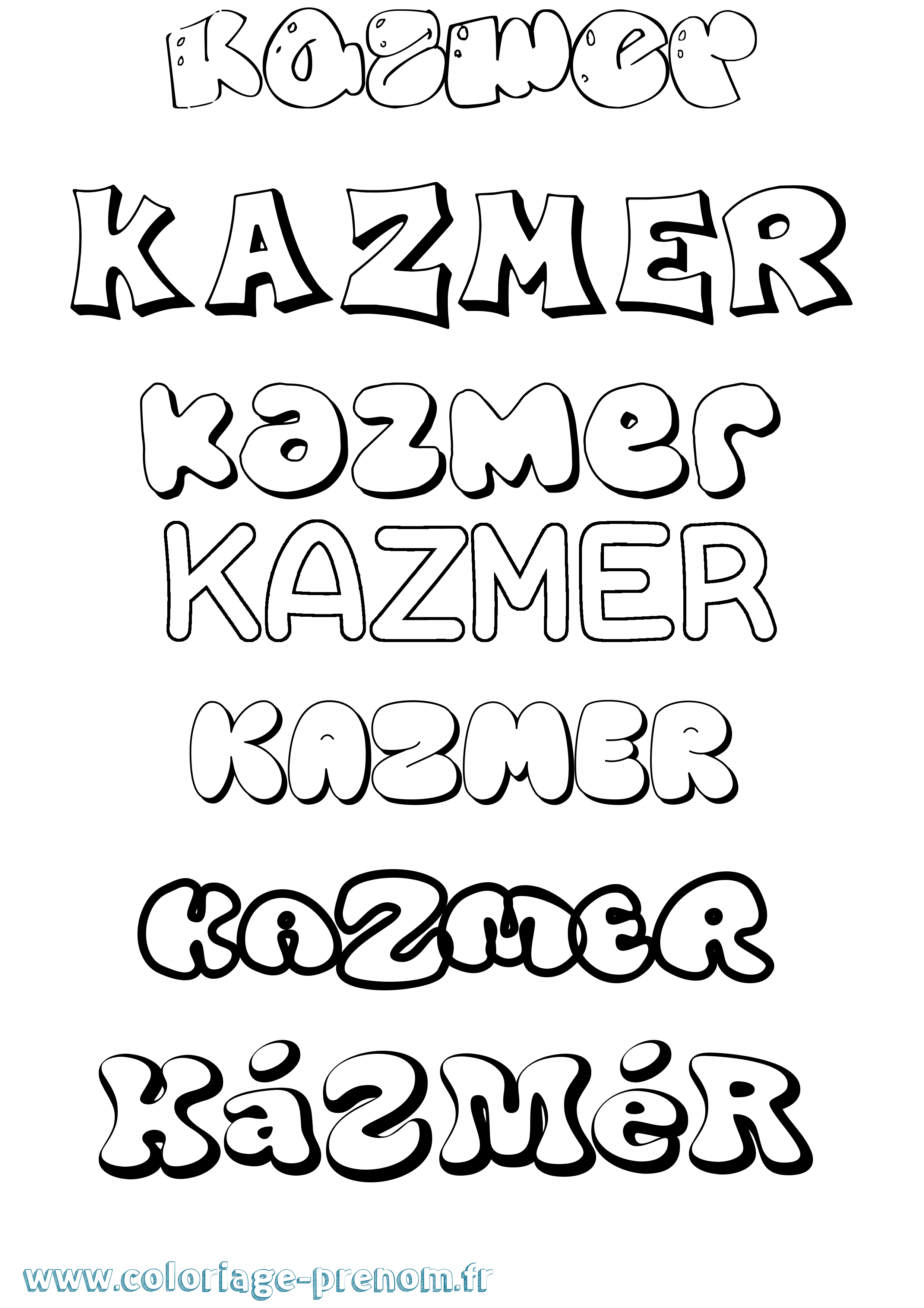 Coloriage Kázmér Bubble Coloriage prénom Kázmér Bubble