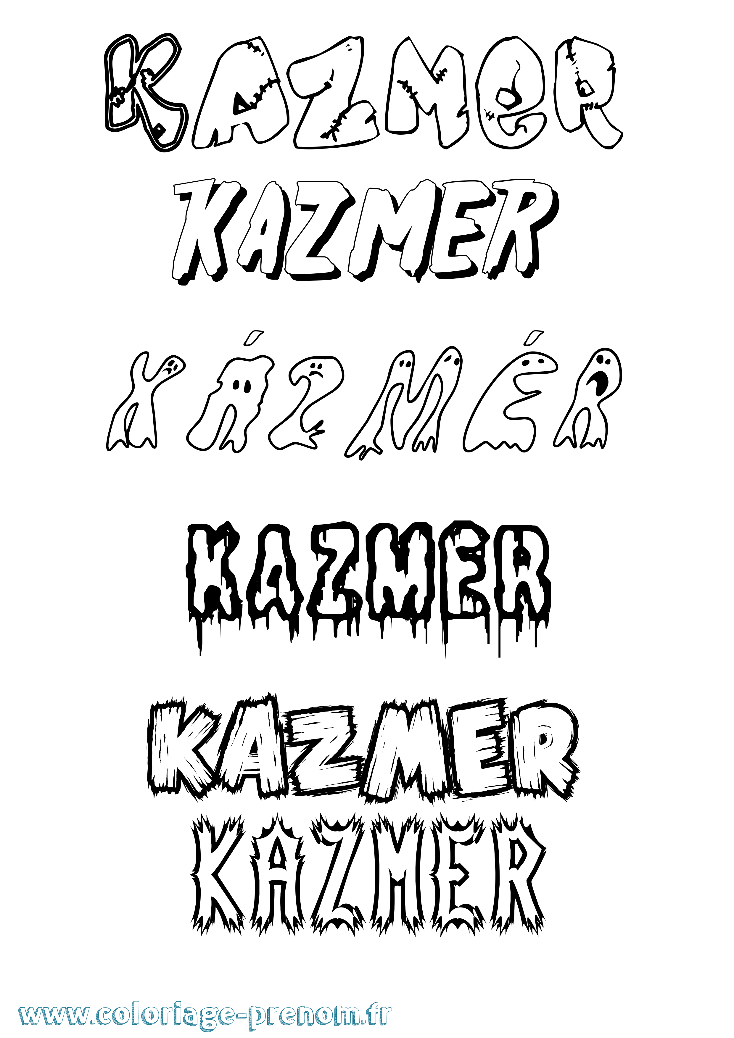 Coloriage Kázmér Frisson Coloriage prénom Kázmér Frisson