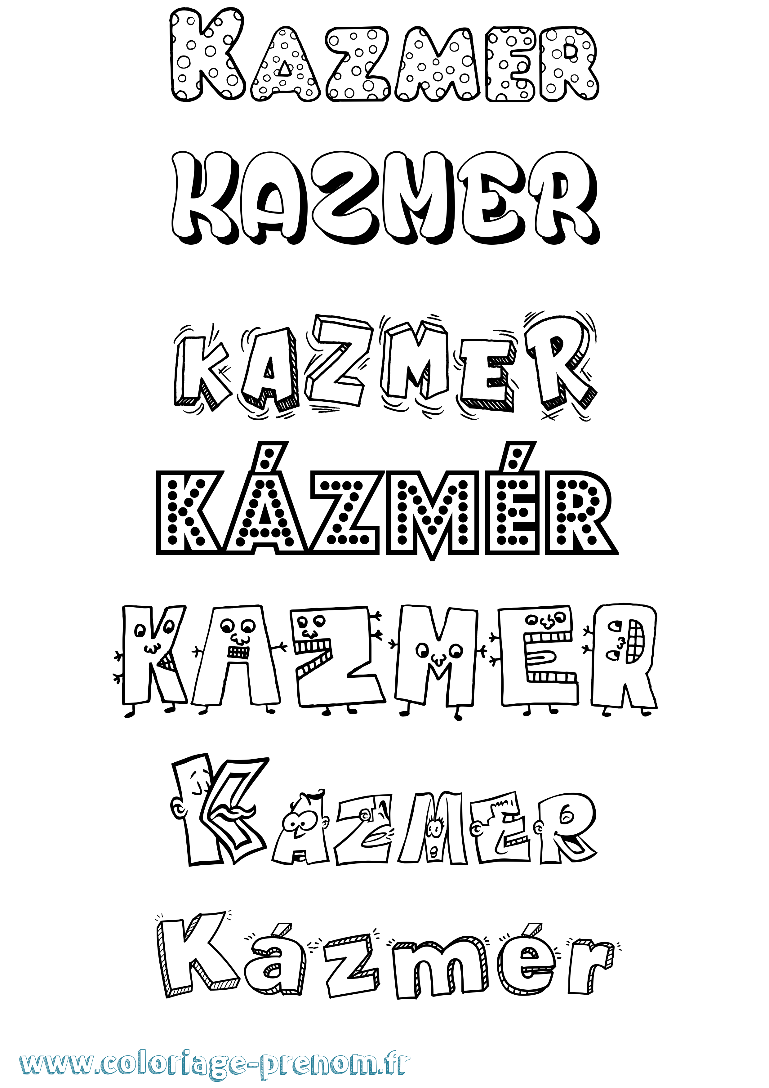 Coloriage Kázmér Fun Coloriage prénom Kázmér Fun