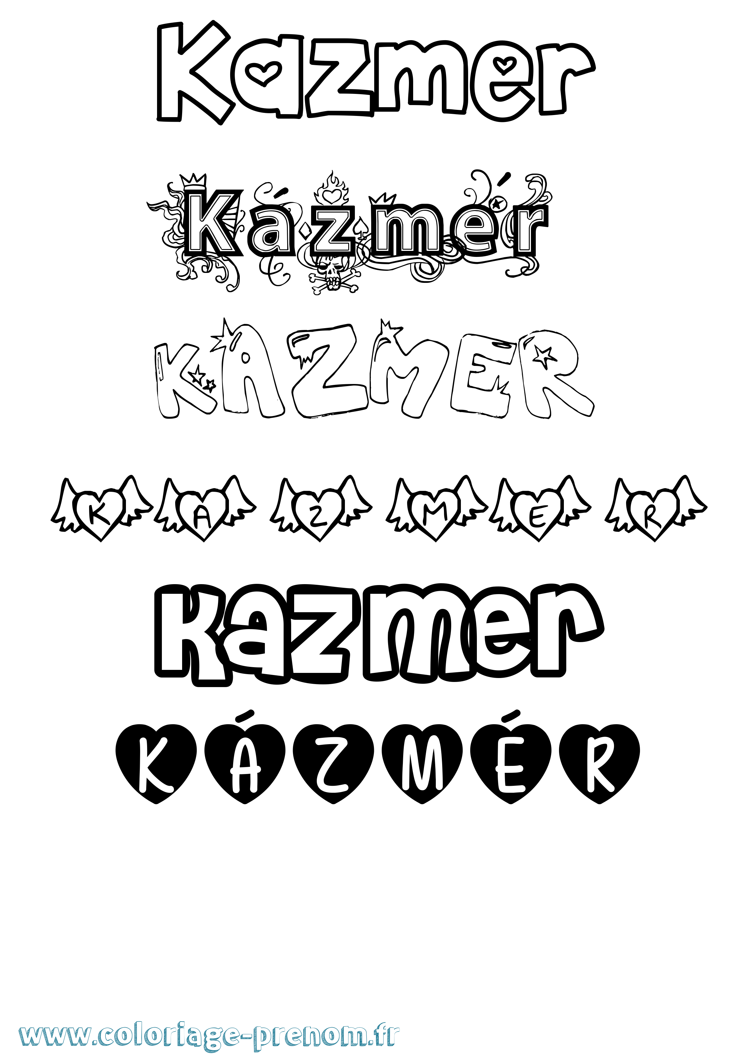Coloriage Kázmér Girly Coloriage prénom Kázmér Girly