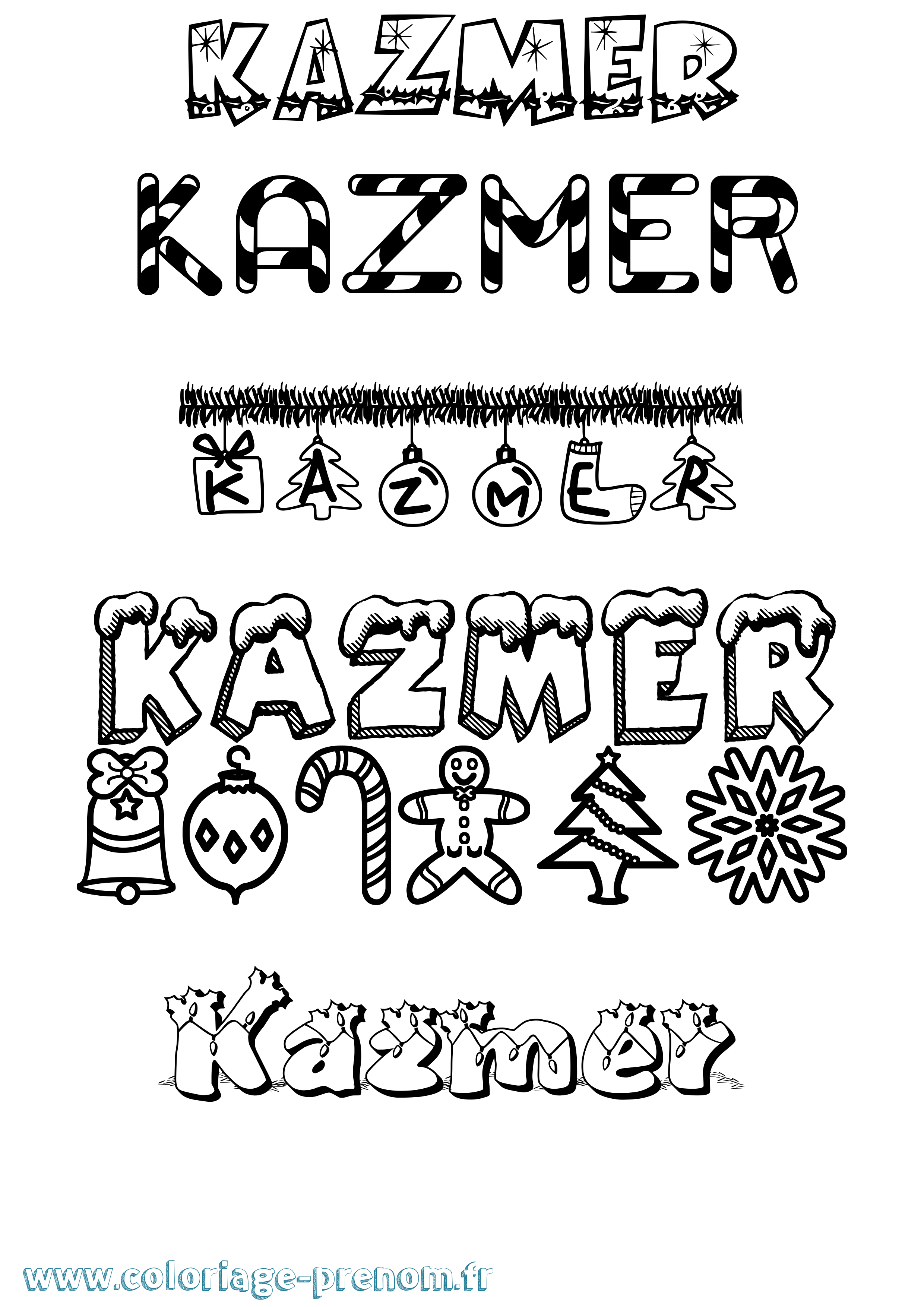 Coloriage Kázmér Noël Coloriage prénom Kázmér Noël
