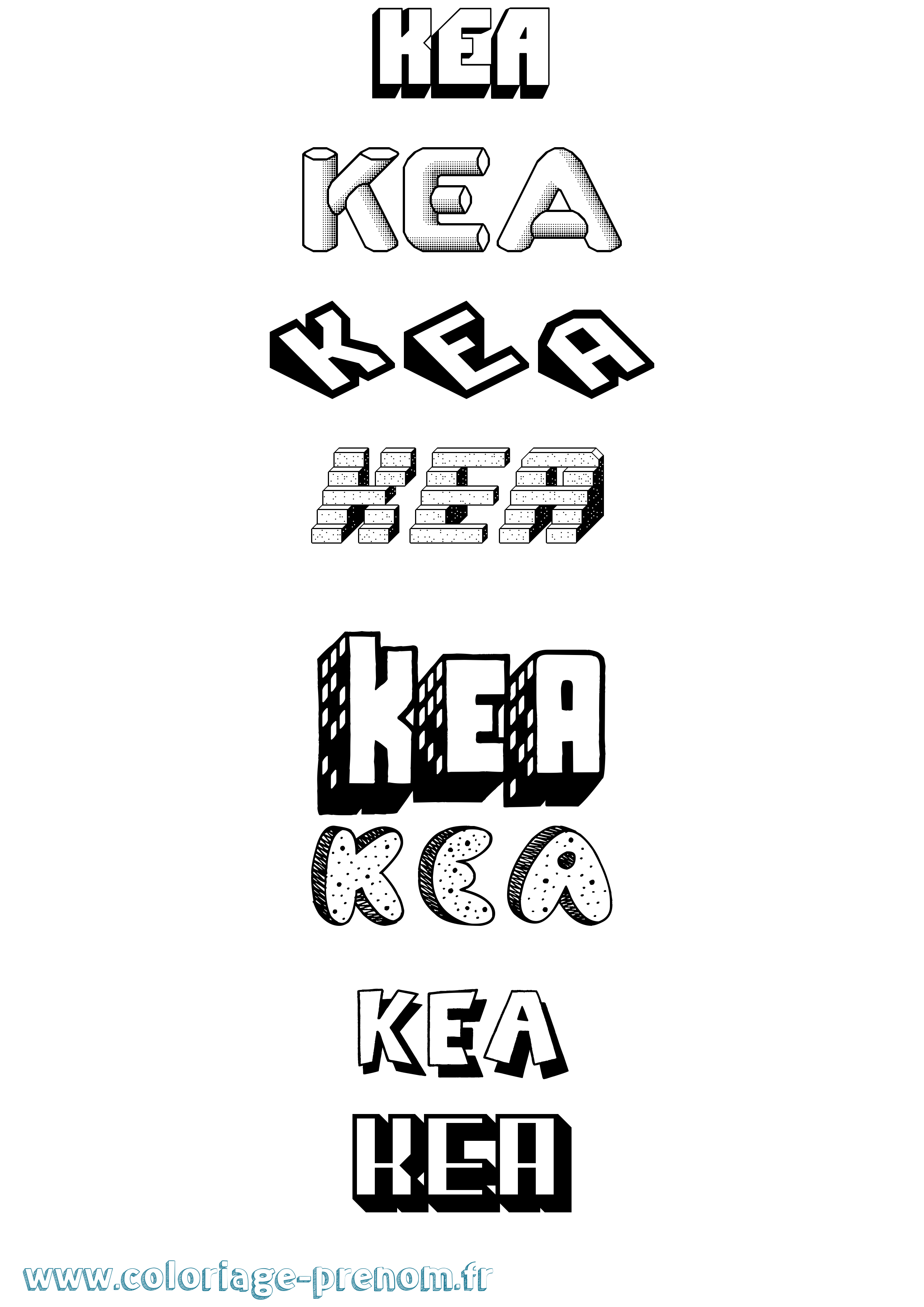 Coloriage Kea Effet 3D Coloriage prénom Kea Effet 3D
