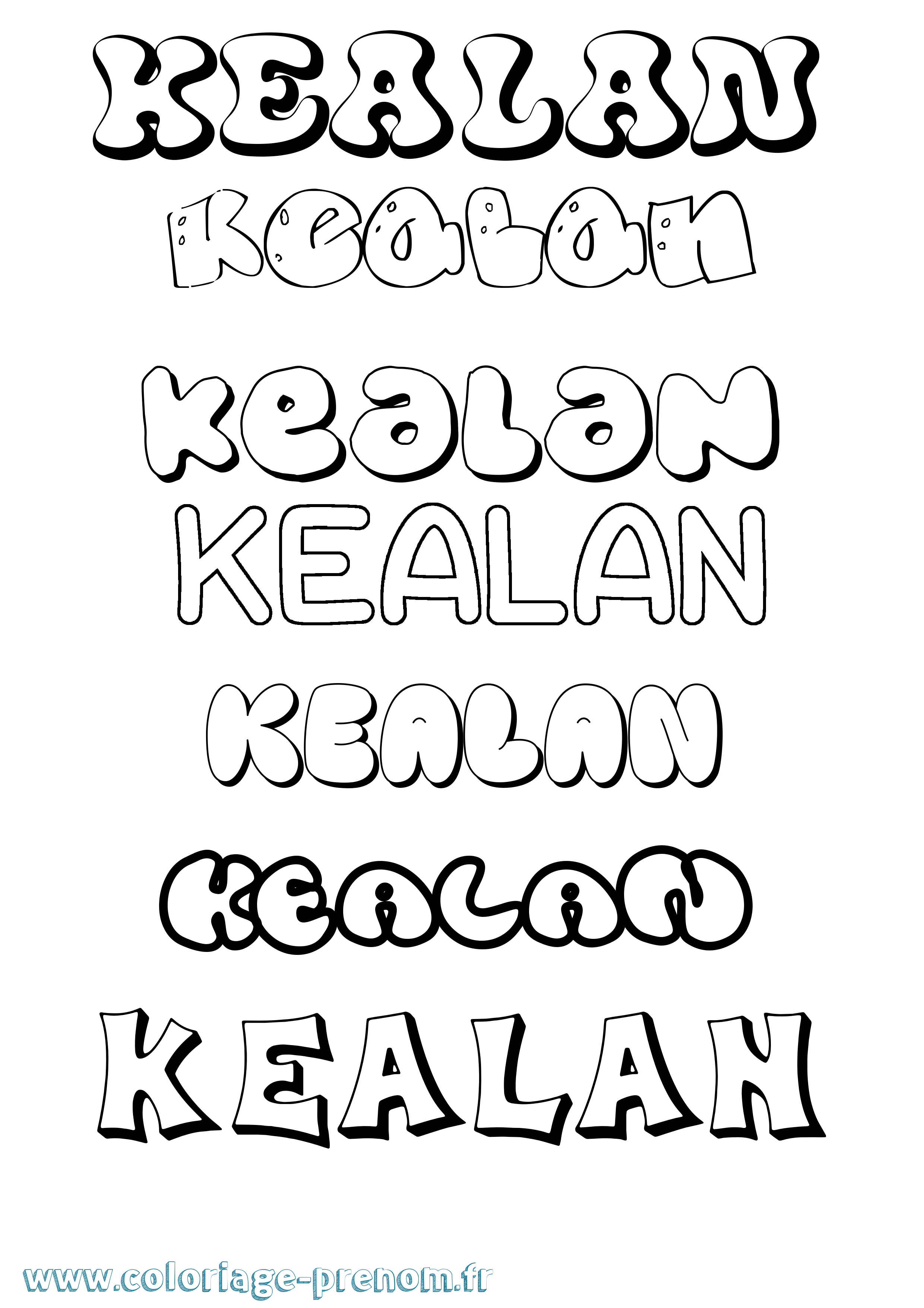 Coloriage Kealan Bubble Coloriage prénom Kealan Bubble