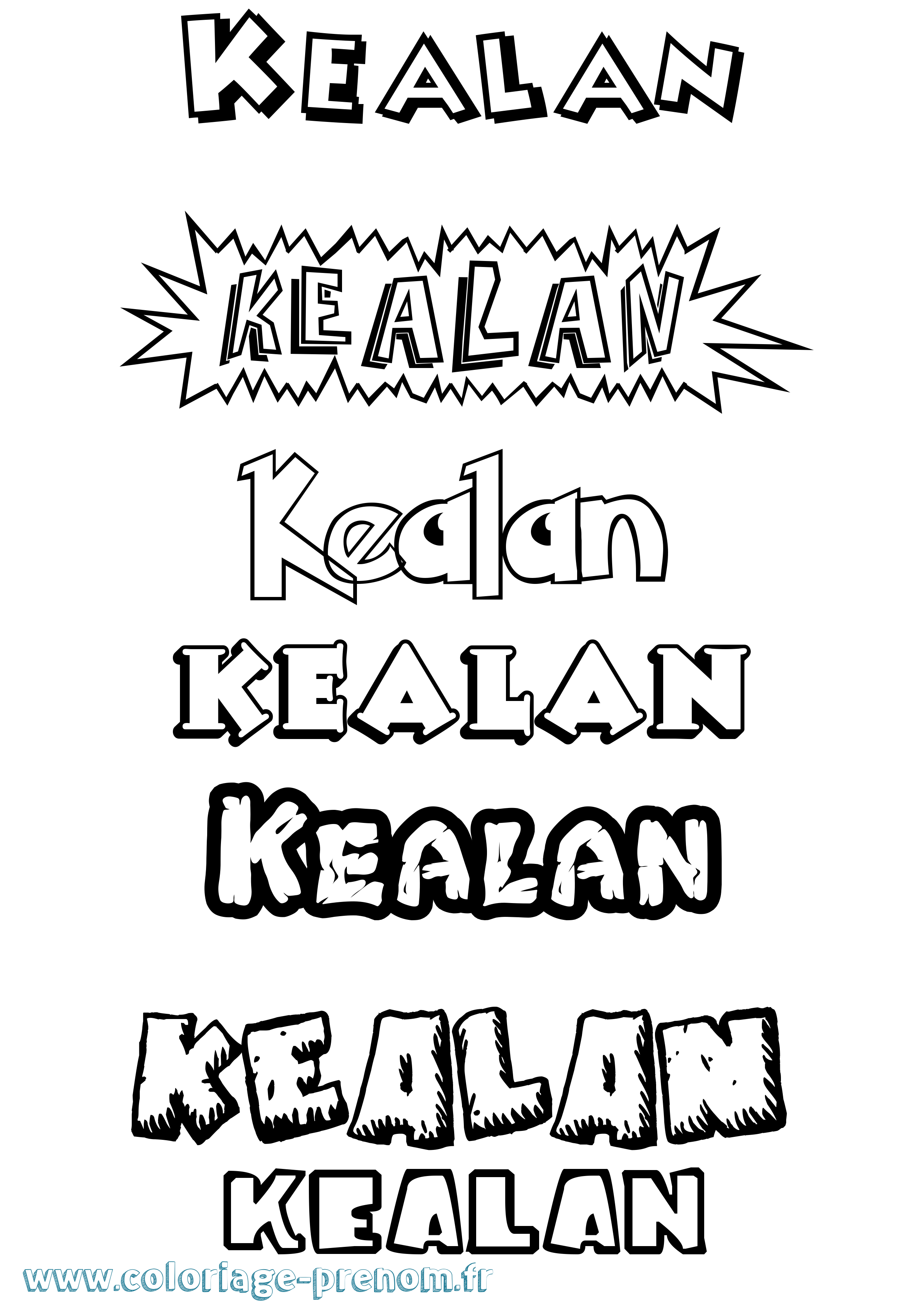 Coloriage Kealan Dessin Animé Coloriage prénom Kealan Dessin Animé