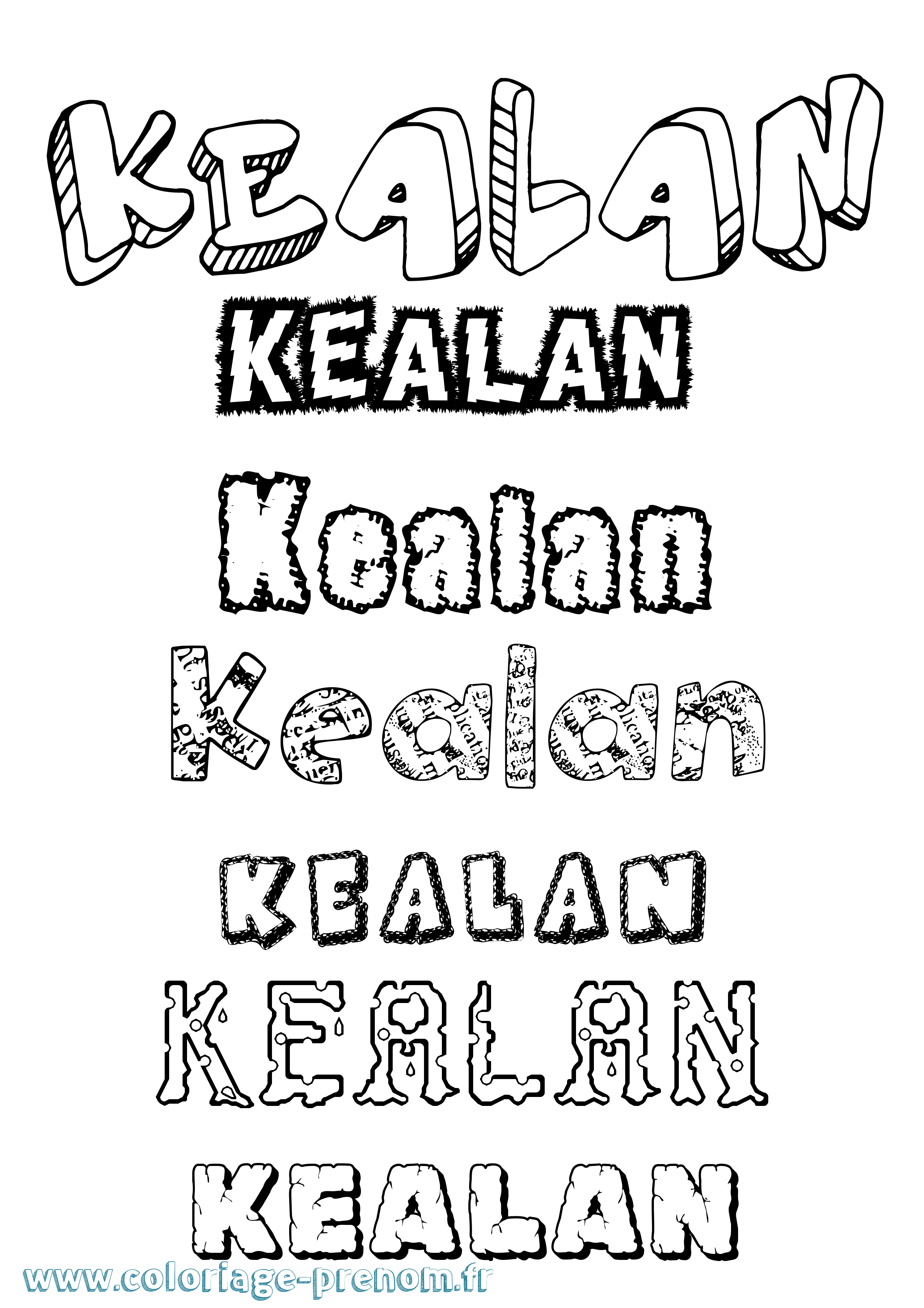 Coloriage Kealan Destructuré Coloriage prénom Kealan Destructuré