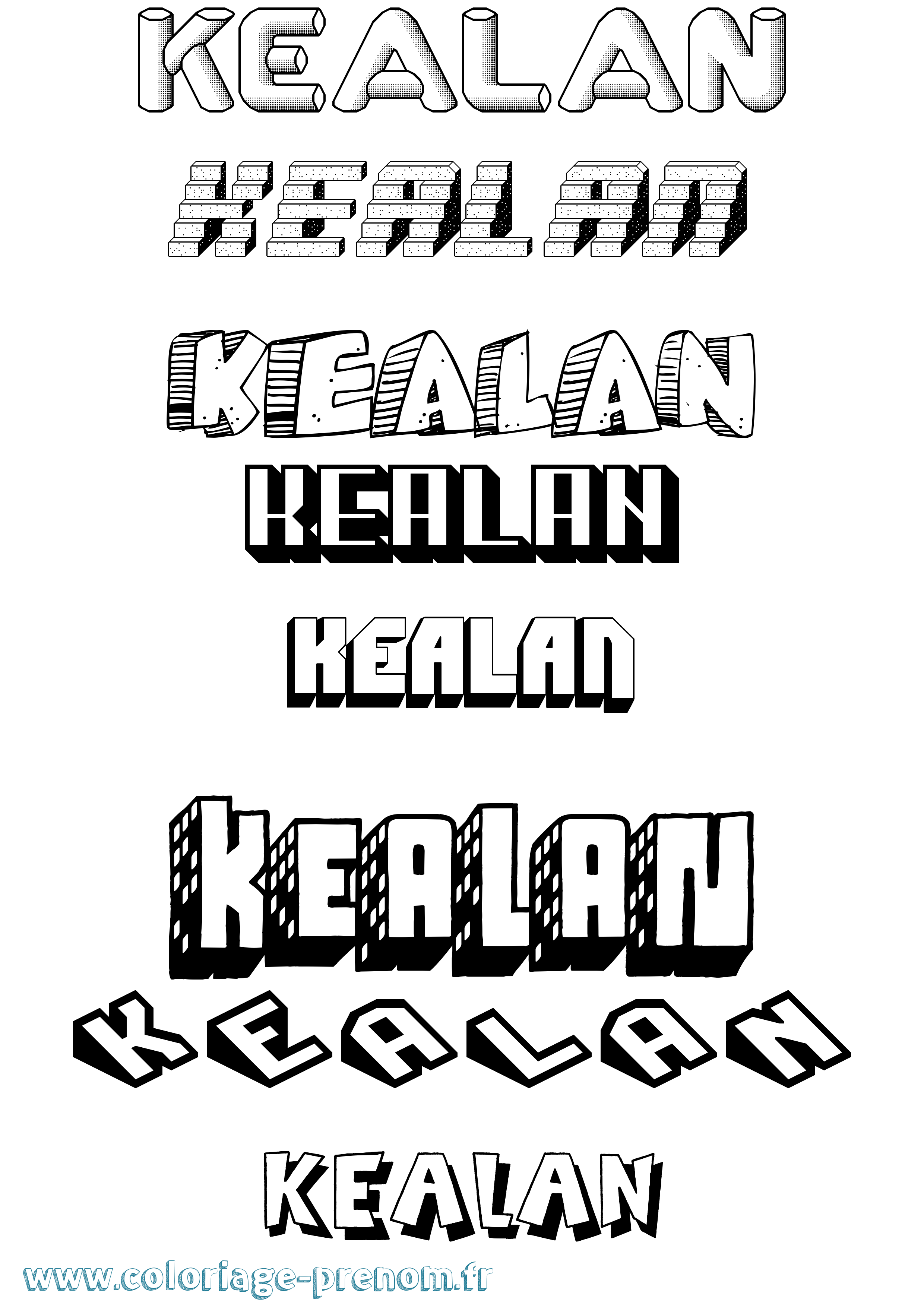 Coloriage Kealan Effet 3D Coloriage prénom Kealan Effet 3D