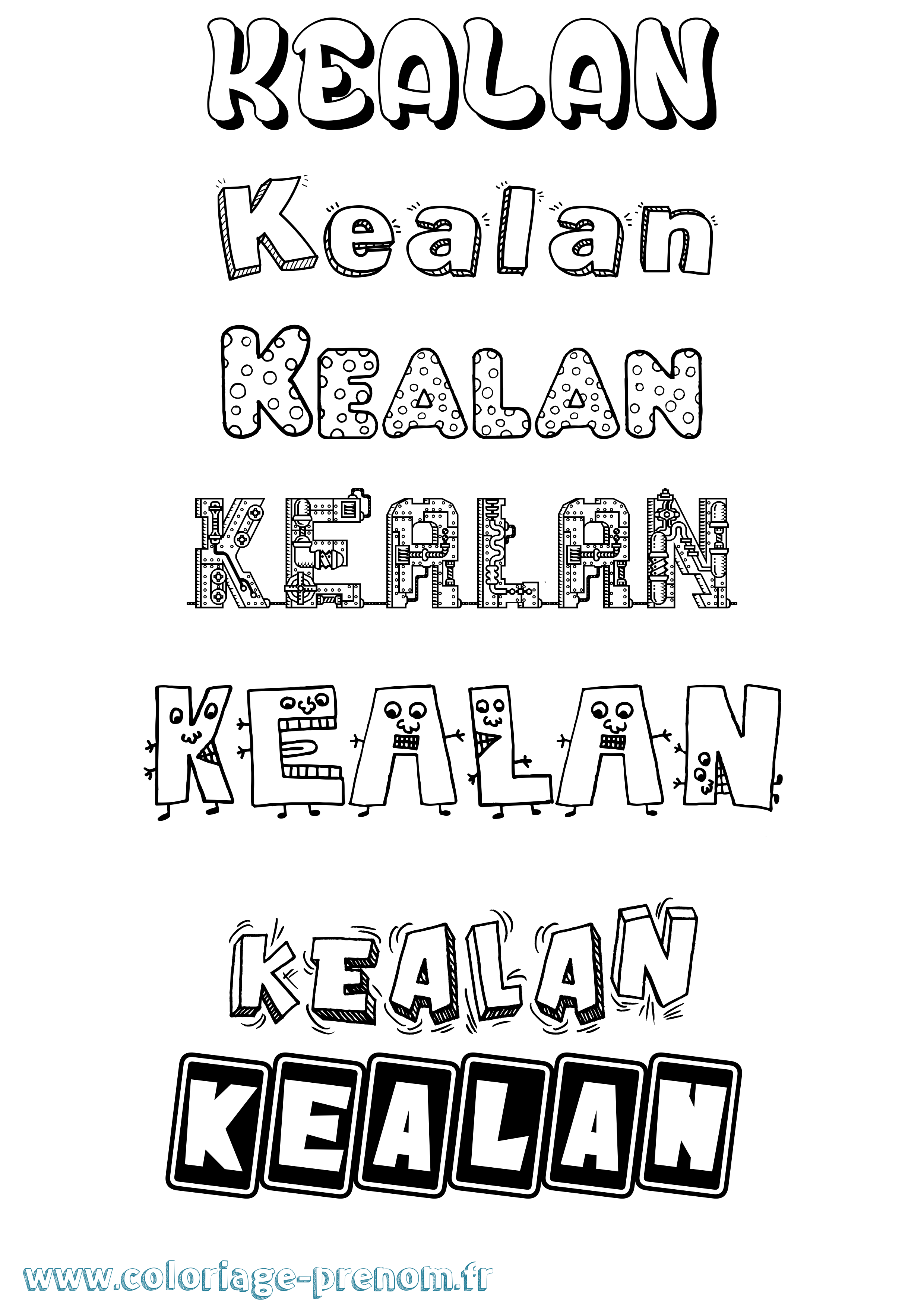 Coloriage Kealan Fun Coloriage prénom Kealan Fun