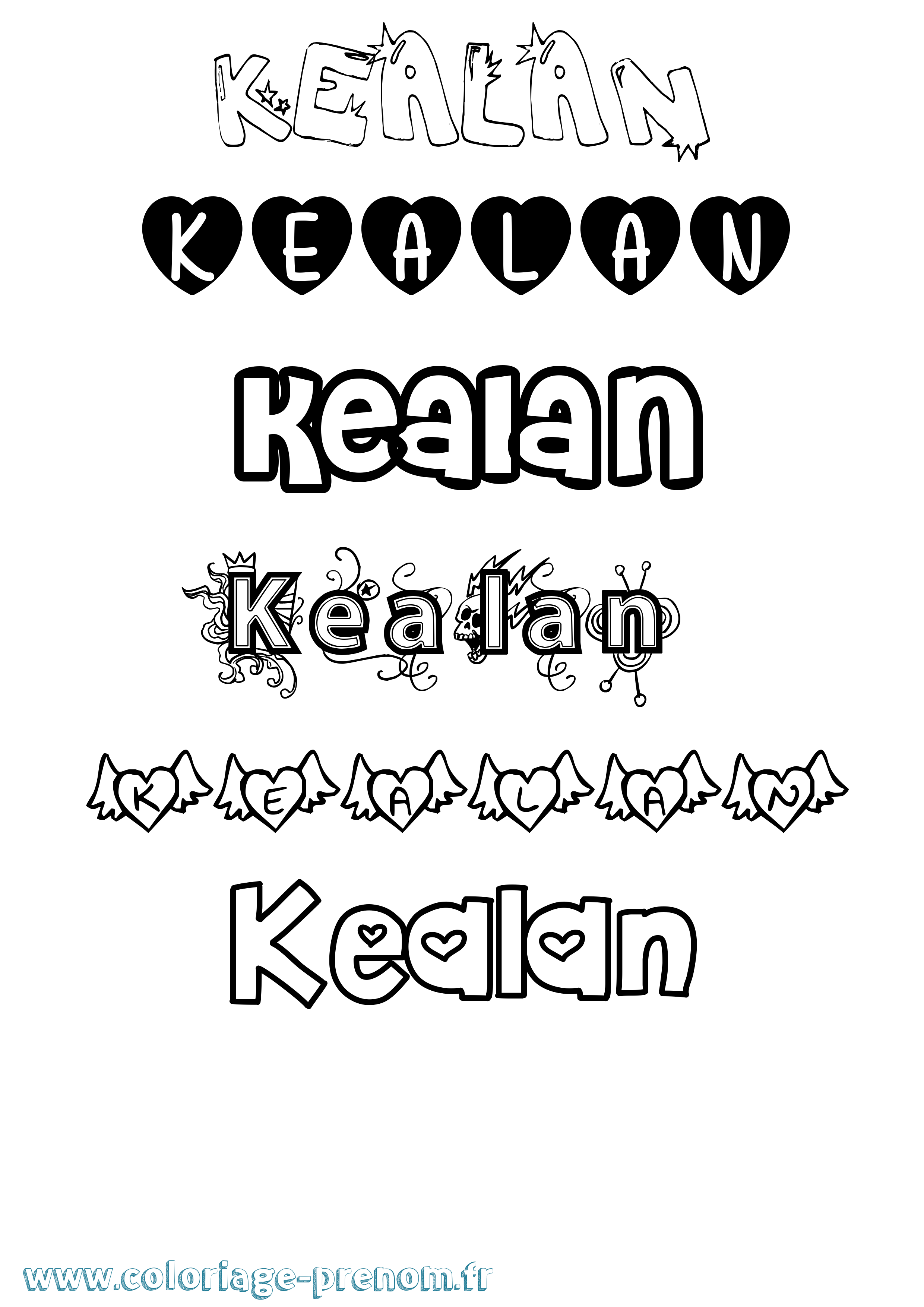 Coloriage Kealan Girly Coloriage prénom Kealan Girly