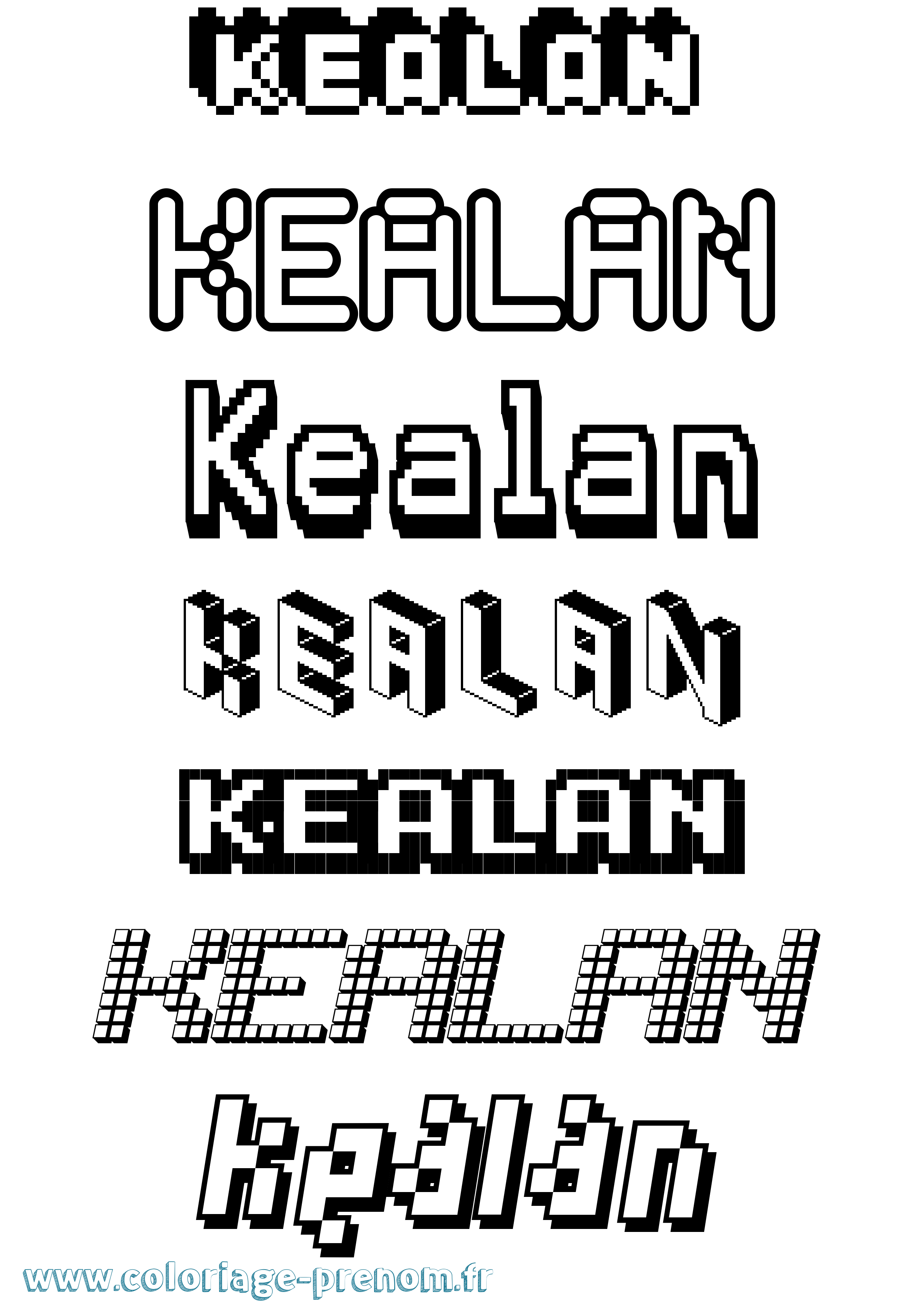 Coloriage Kealan Pixel Coloriage prénom Kealan Pixel