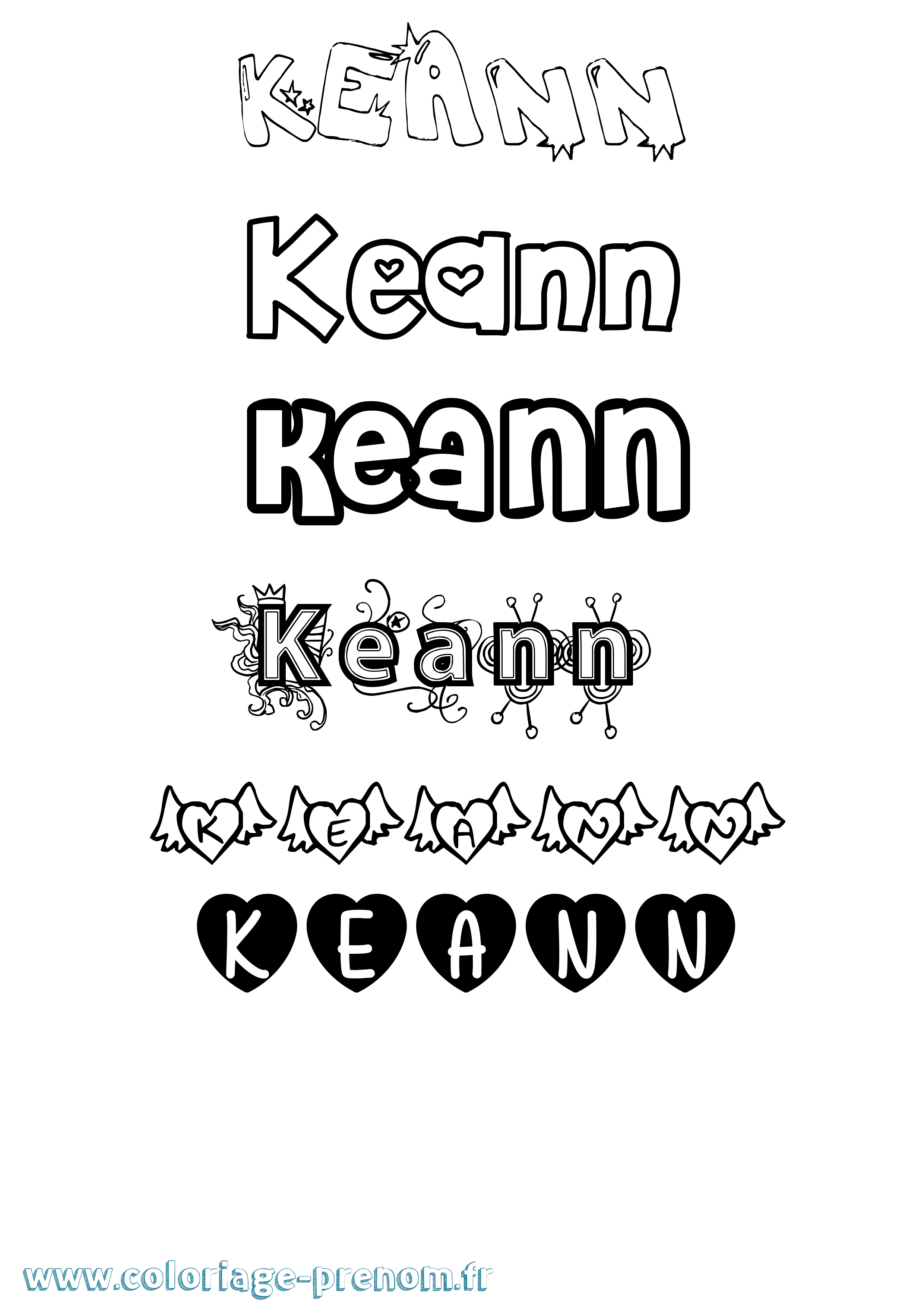 Coloriage Keann Girly Coloriage prénom Keann Girly