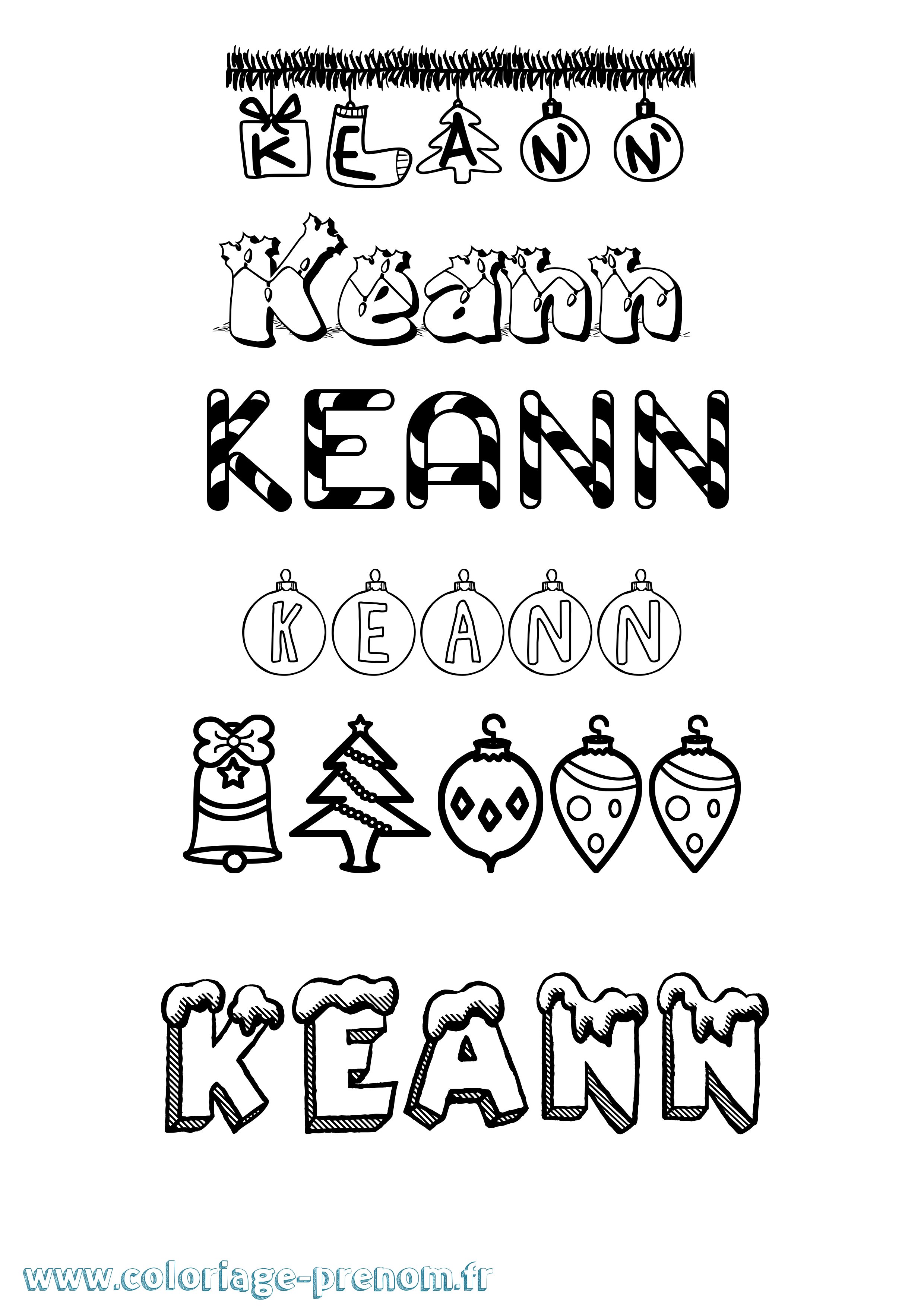 Coloriage Keann Noël Coloriage prénom Keann Noël