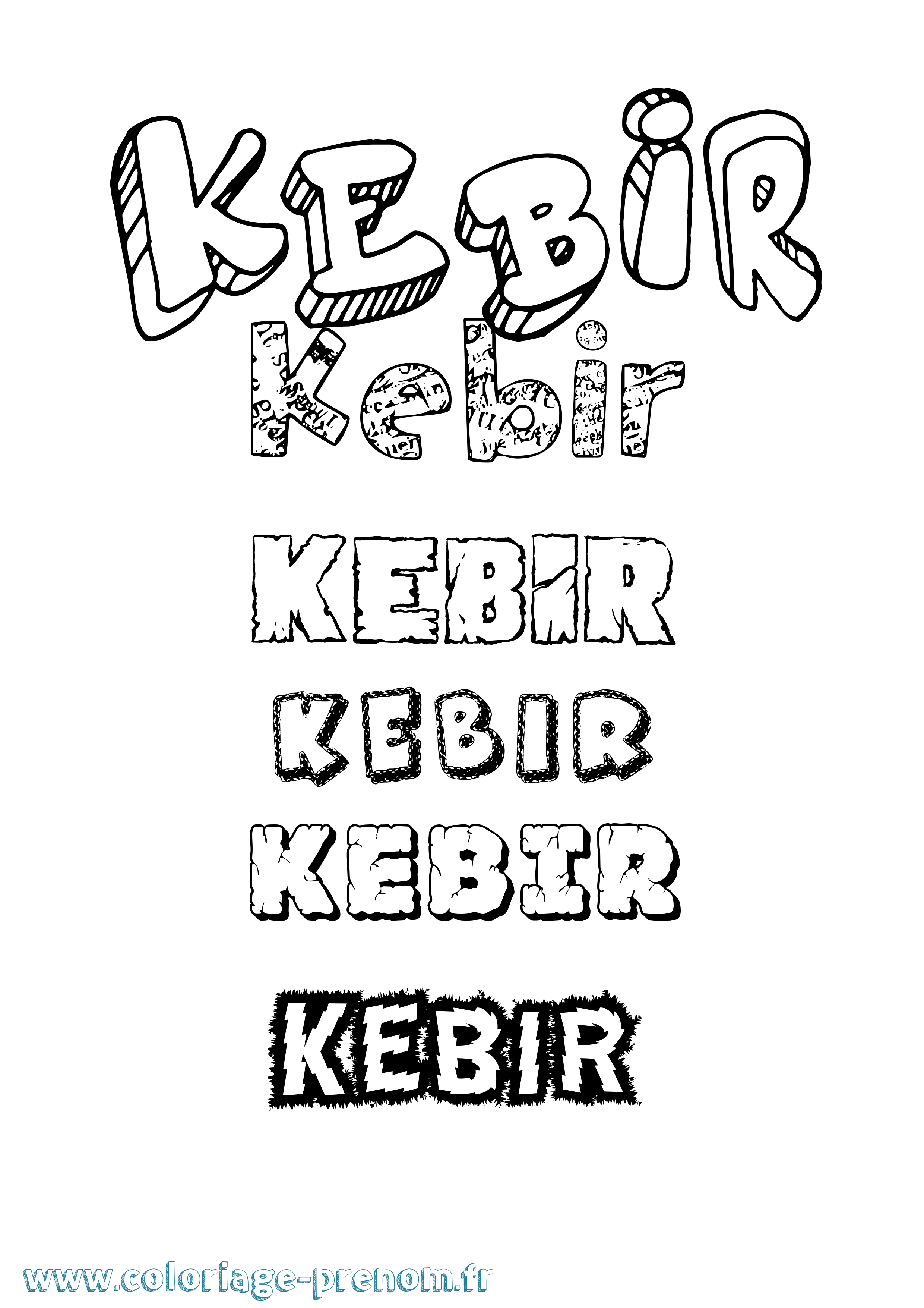 Coloriage Kebir Destructuré Coloriage prénom Kebir Destructuré