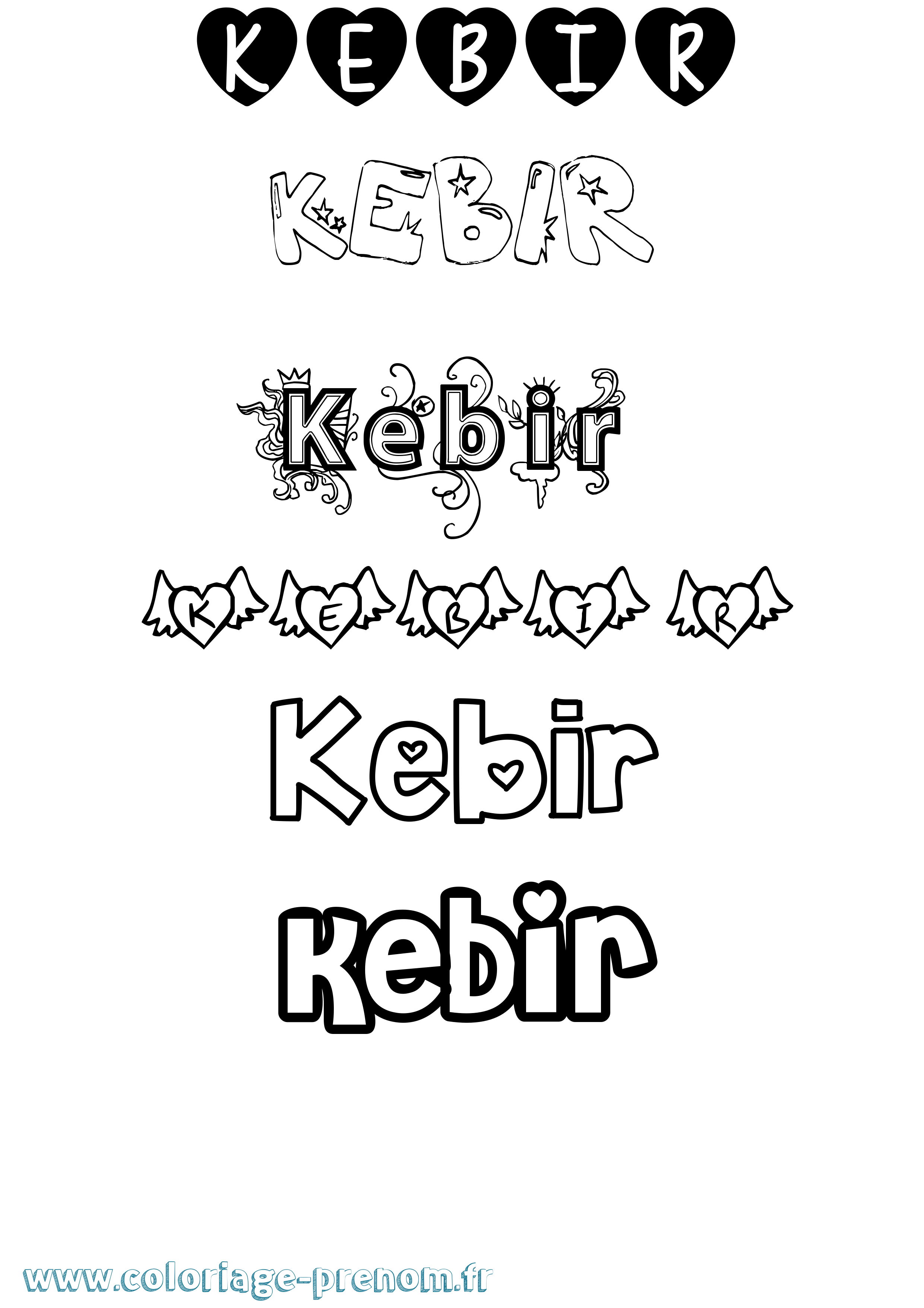 Coloriage Kebir Girly Coloriage prénom Kebir Girly
