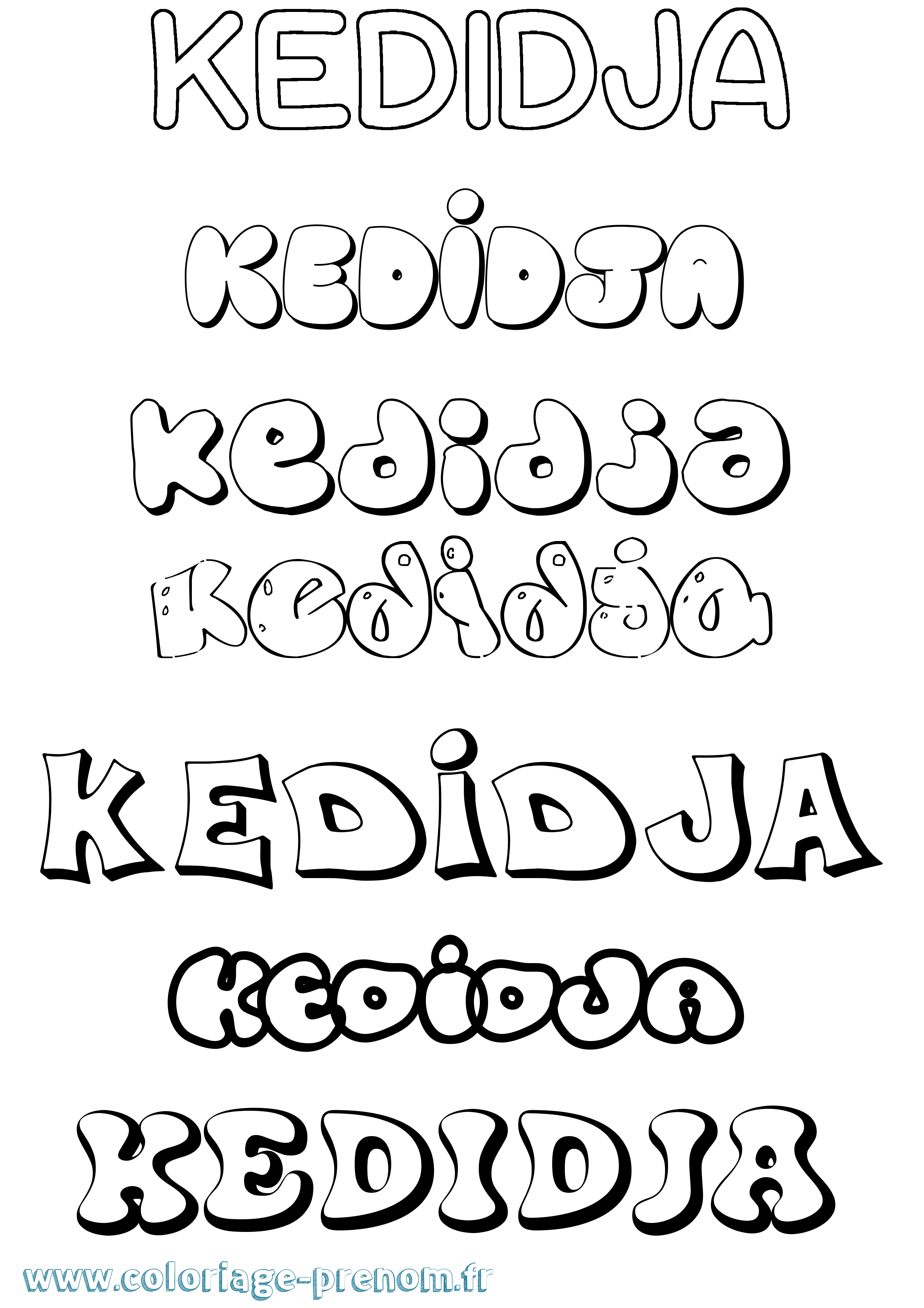 Coloriage Kedidja Bubble Coloriage prénom Kedidja Bubble