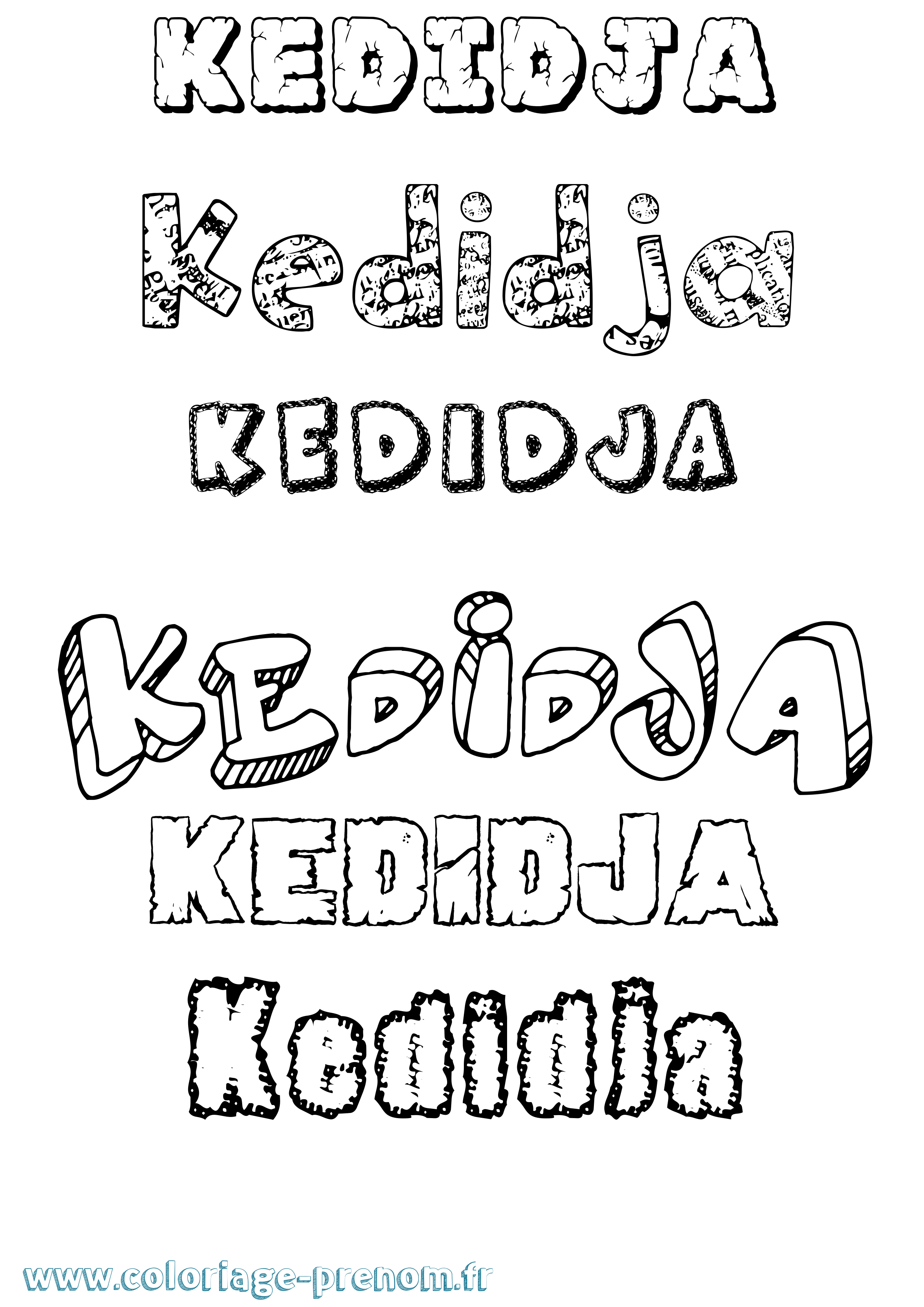 Coloriage Kedidja Destructuré Coloriage prénom Kedidja Destructuré