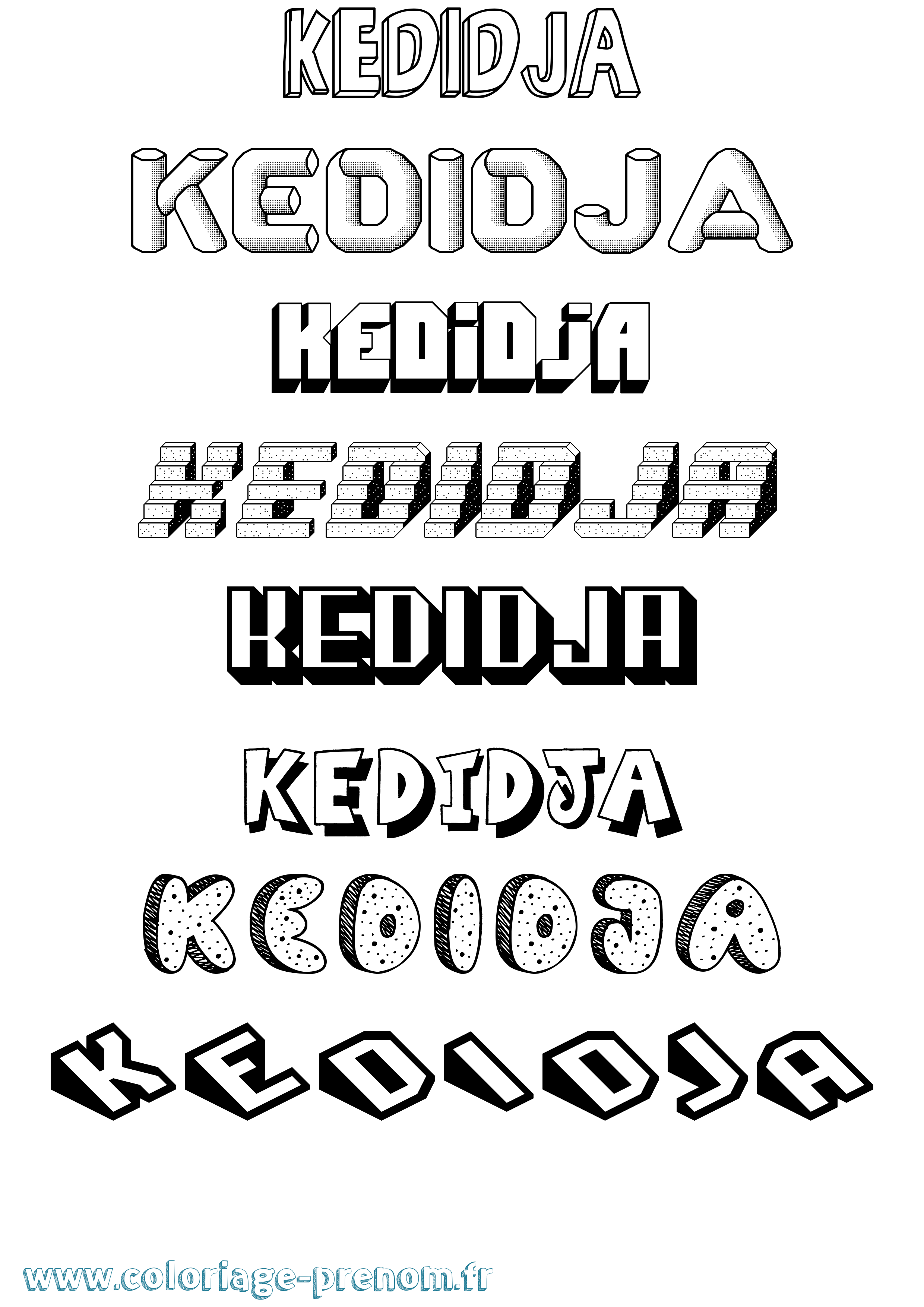 Coloriage Kedidja Effet 3D Coloriage prénom Kedidja Effet 3D