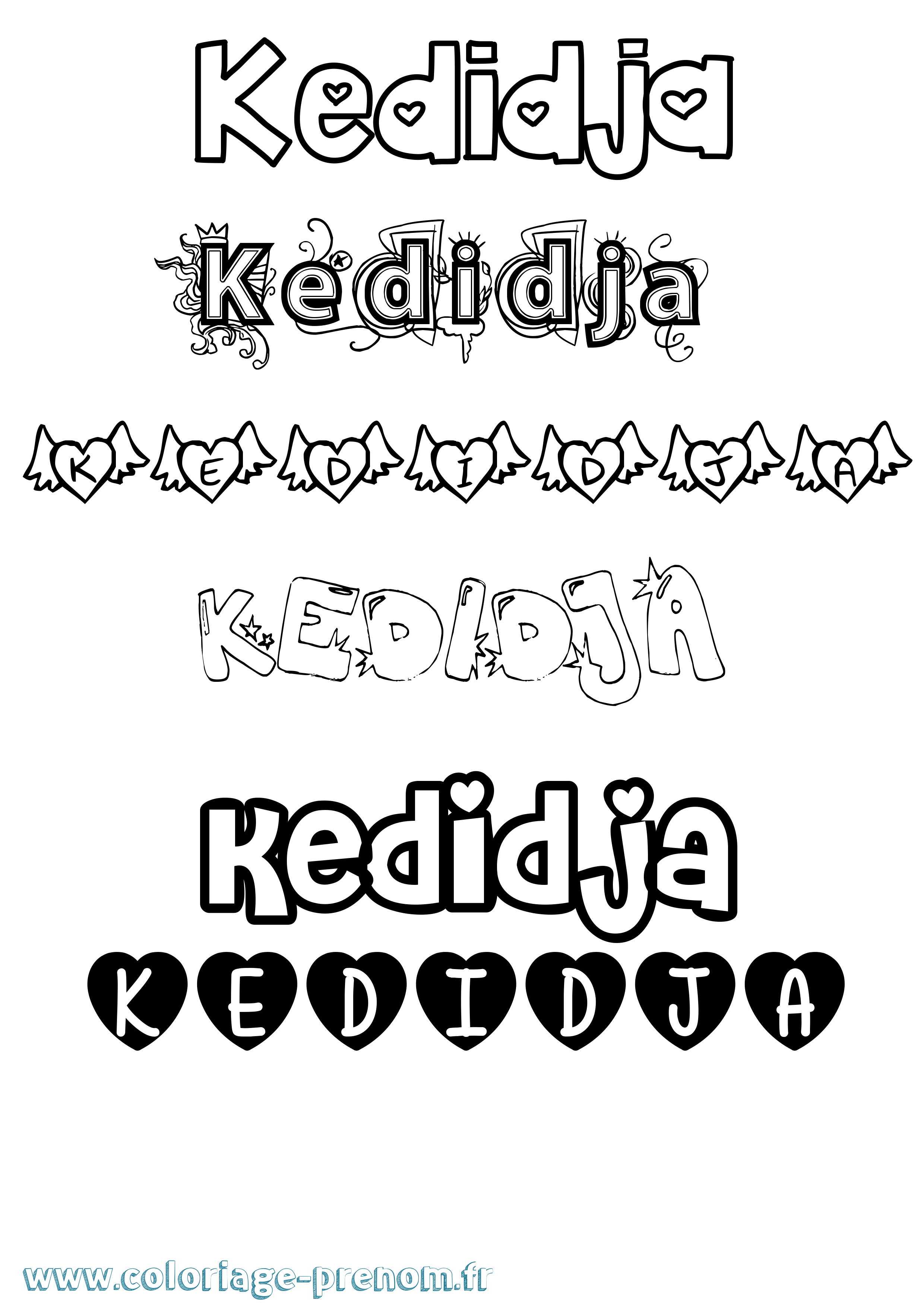Coloriage Kedidja Girly Coloriage prénom Kedidja Girly