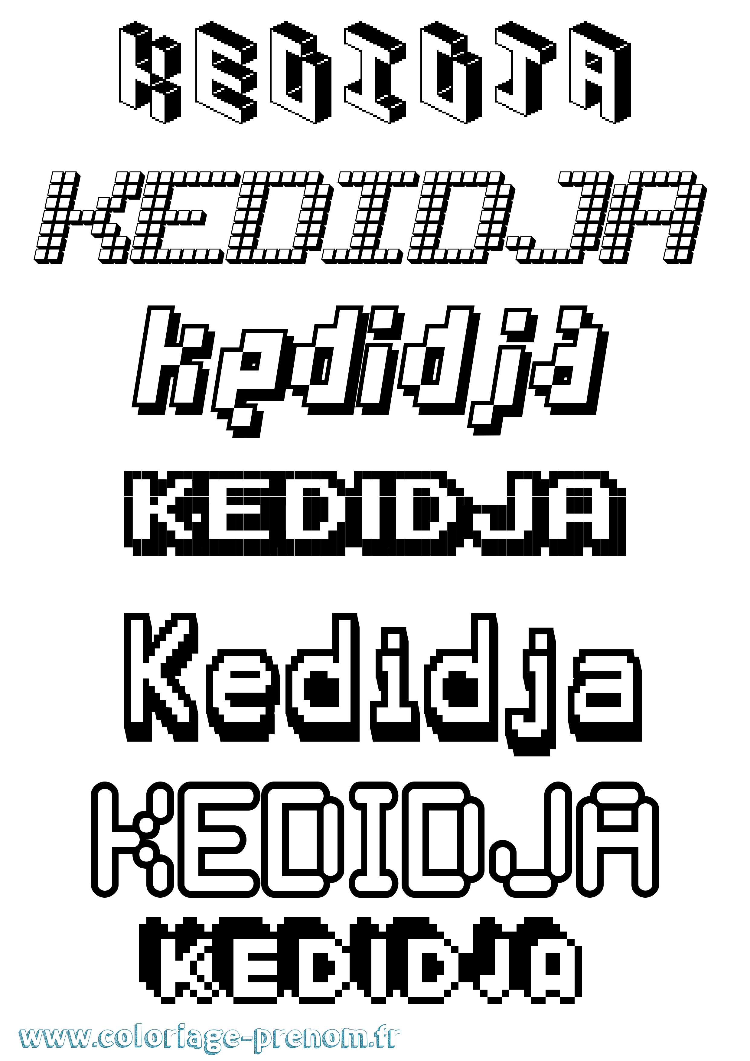 Coloriage Kedidja Pixel Coloriage prénom Kedidja Pixel
