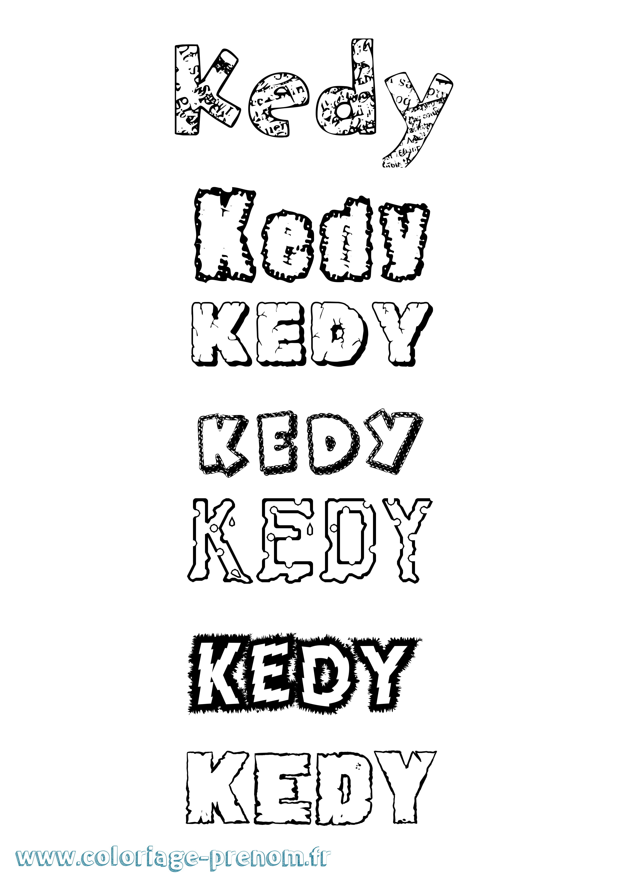 Coloriage Kedy Destructuré Coloriage prénom Kedy Destructuré