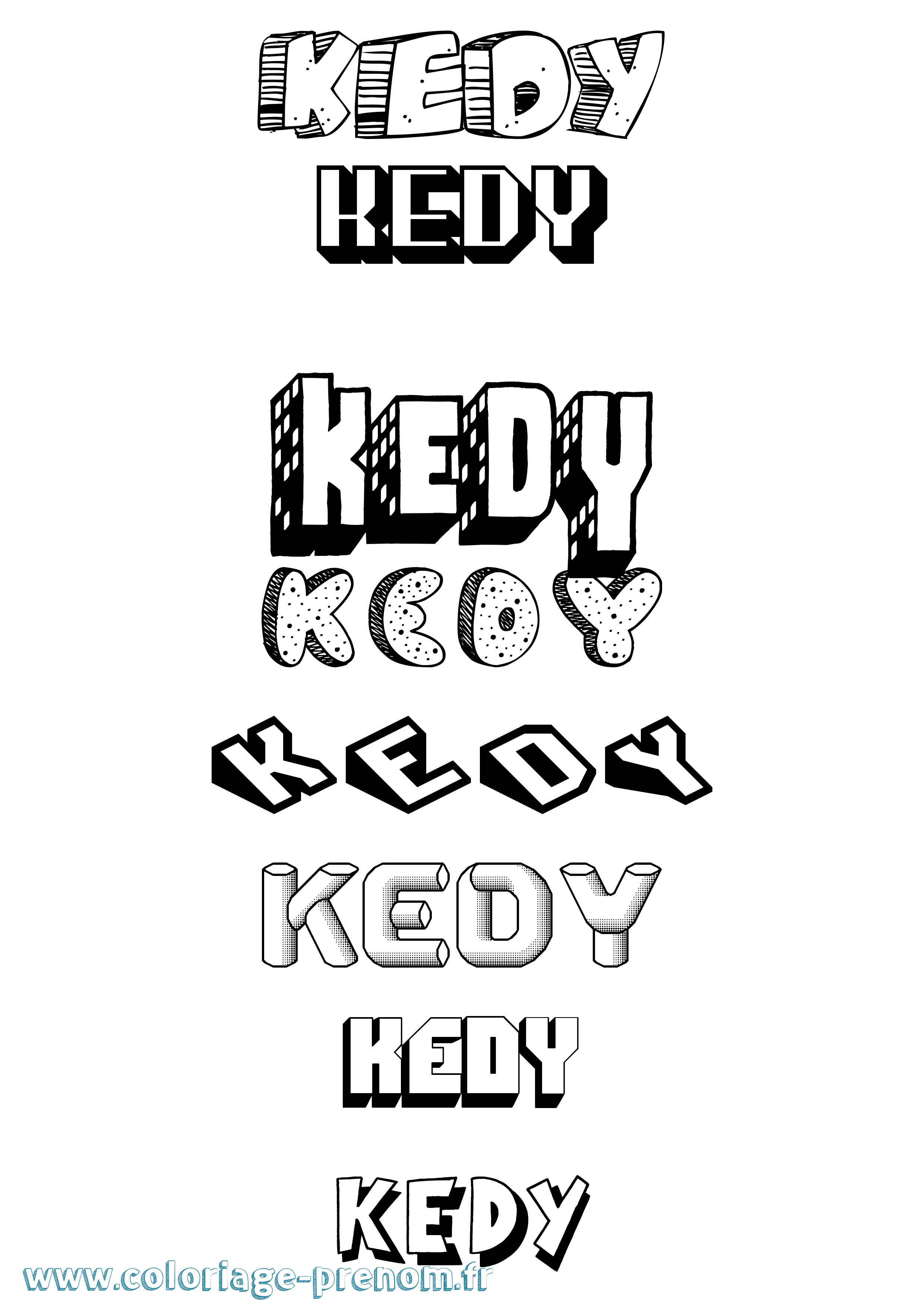 Coloriage Kedy Effet 3D Coloriage prénom Kedy Effet 3D