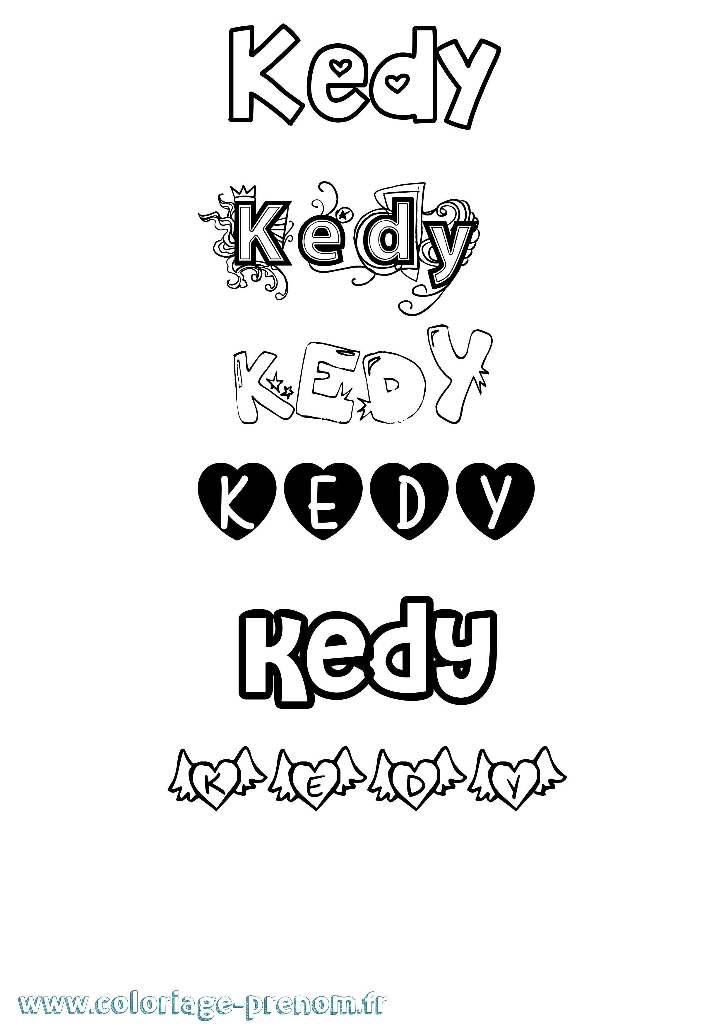 Coloriage Kedy Girly Coloriage prénom Kedy Girly