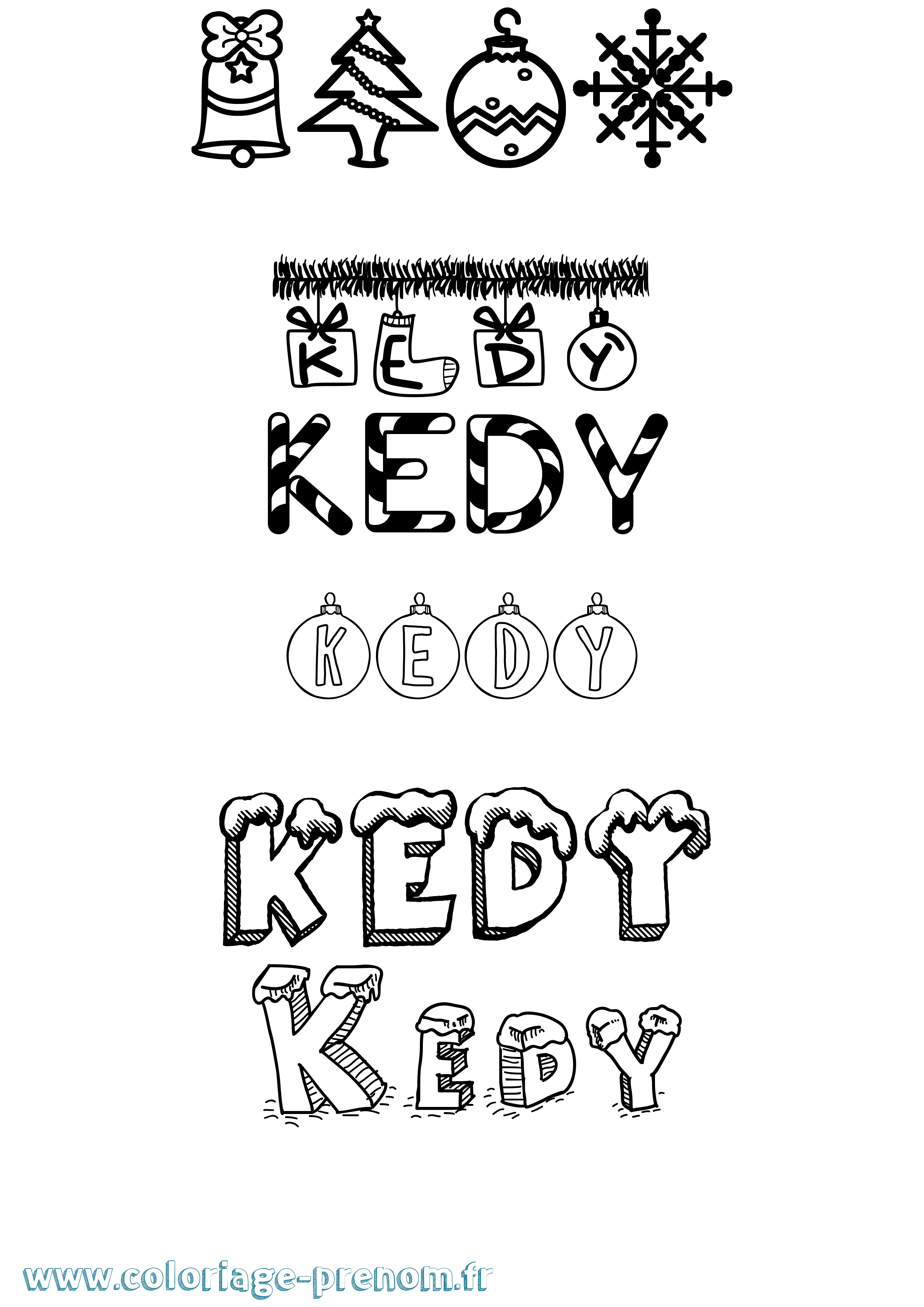Coloriage Kedy Noël Coloriage prénom Kedy Noël