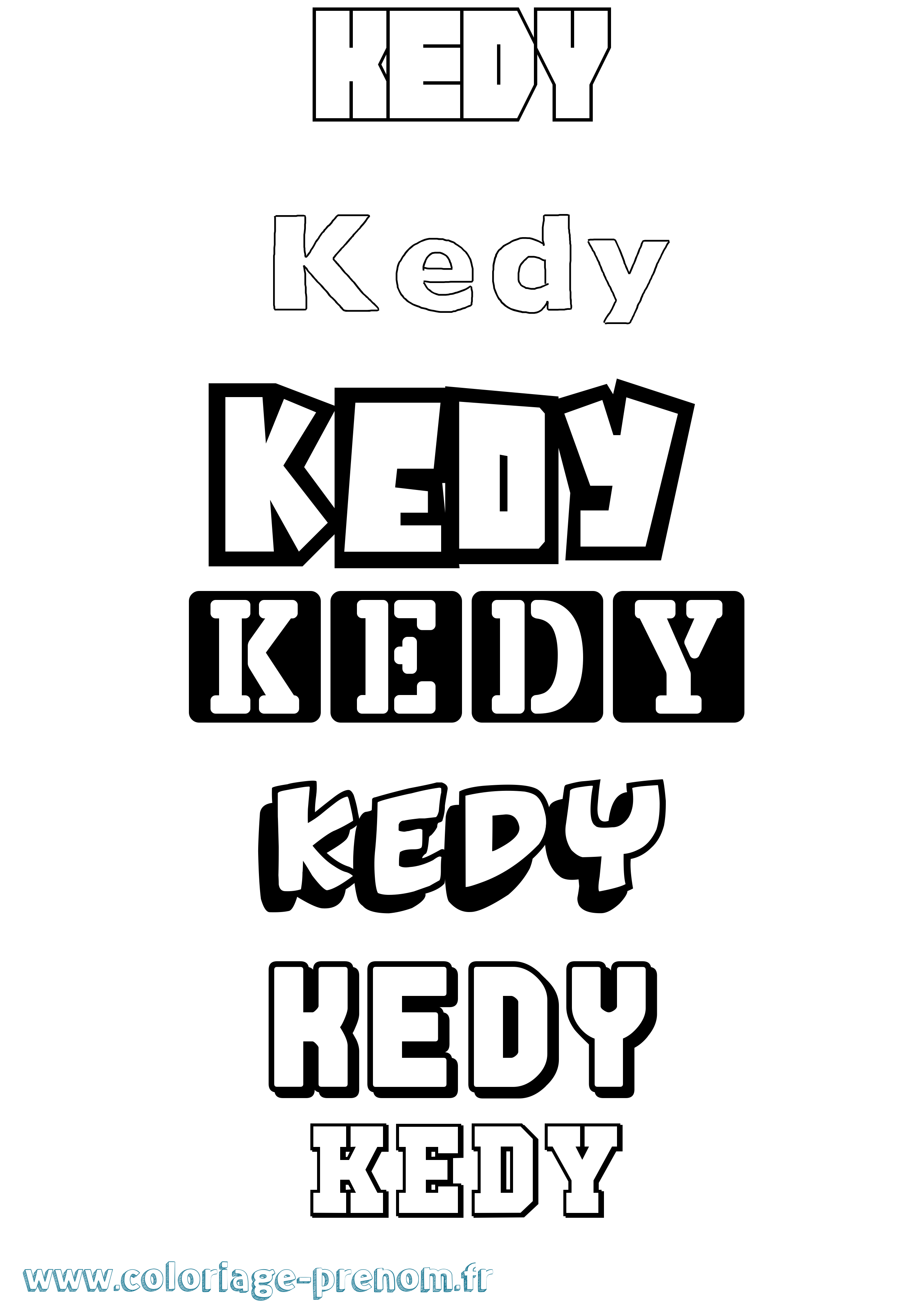 Coloriage Kedy Simple Coloriage prénom Kedy Simple