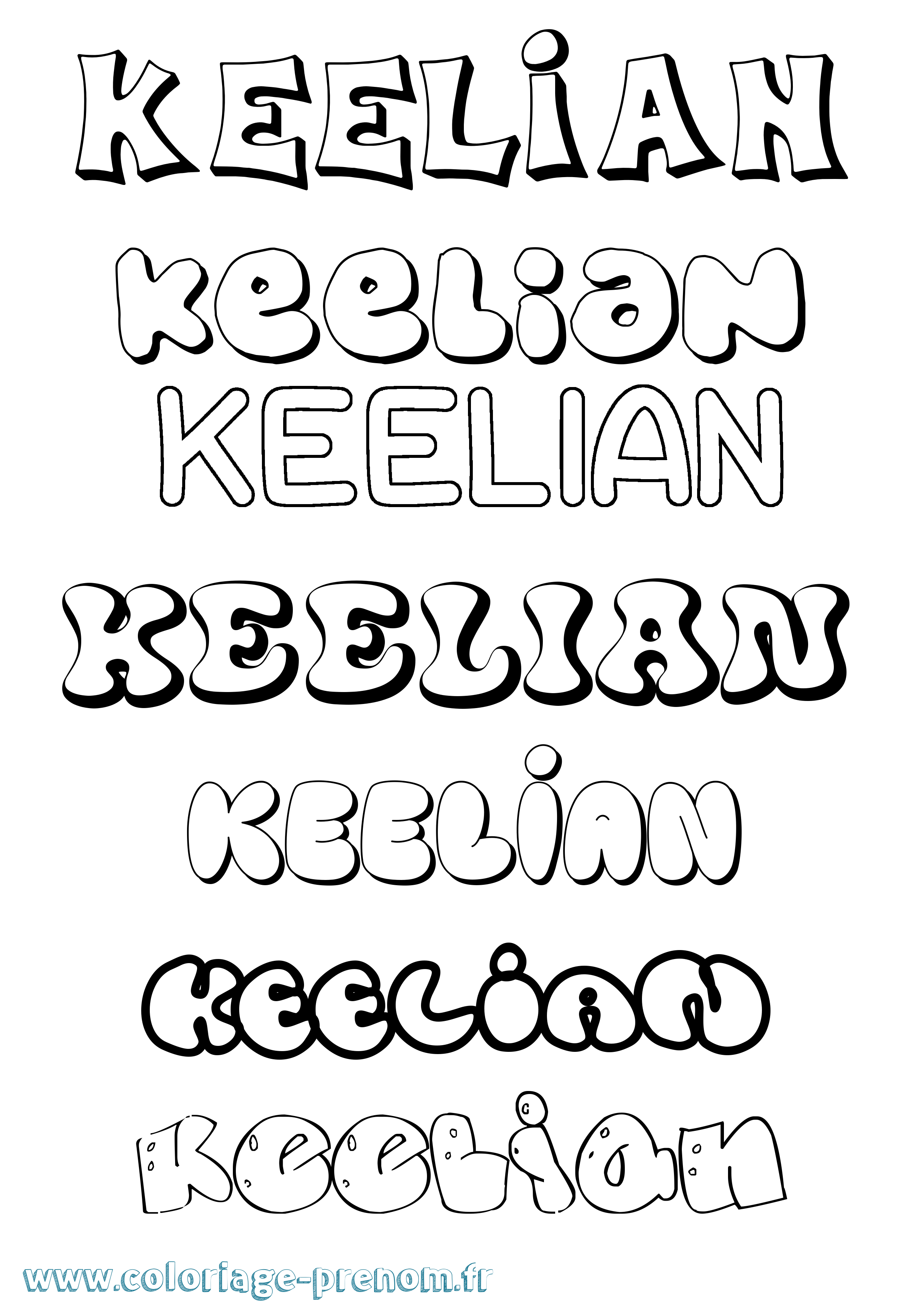 Coloriage Keelian Bubble Coloriage prénom Keelian Bubble