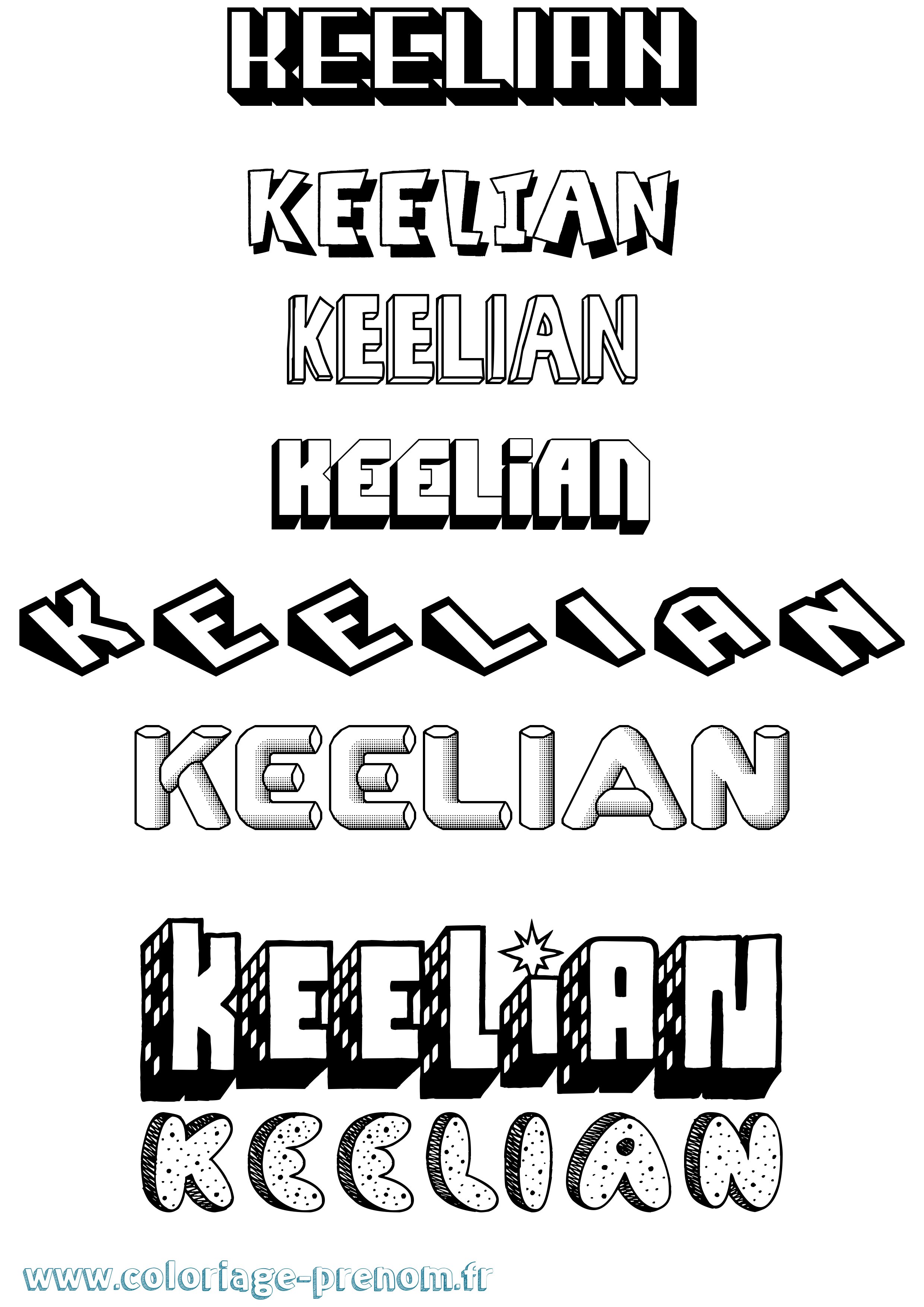 Coloriage Keelian Effet 3D Coloriage prénom Keelian Effet 3D