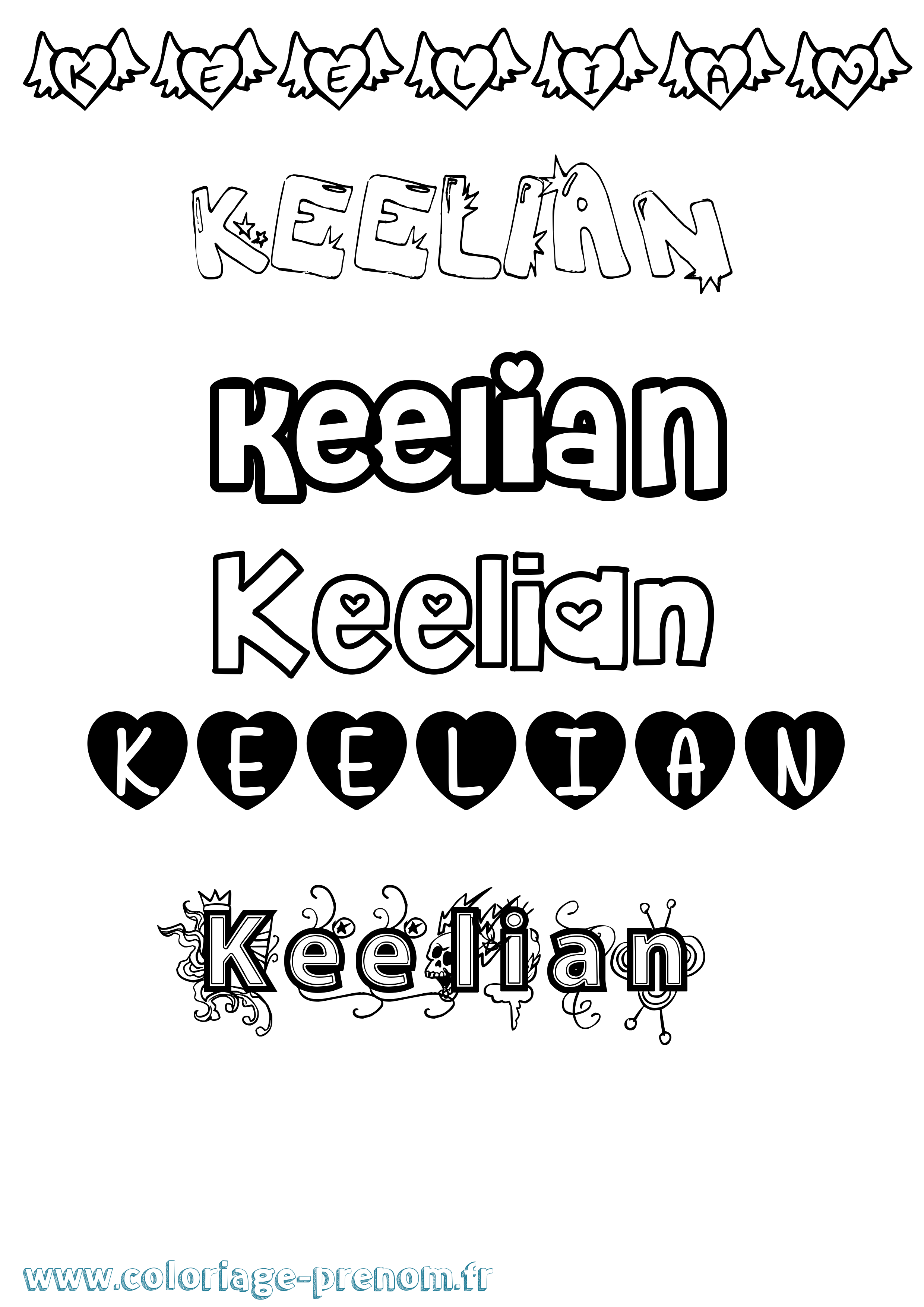 Coloriage Keelian Girly Coloriage prénom Keelian Girly