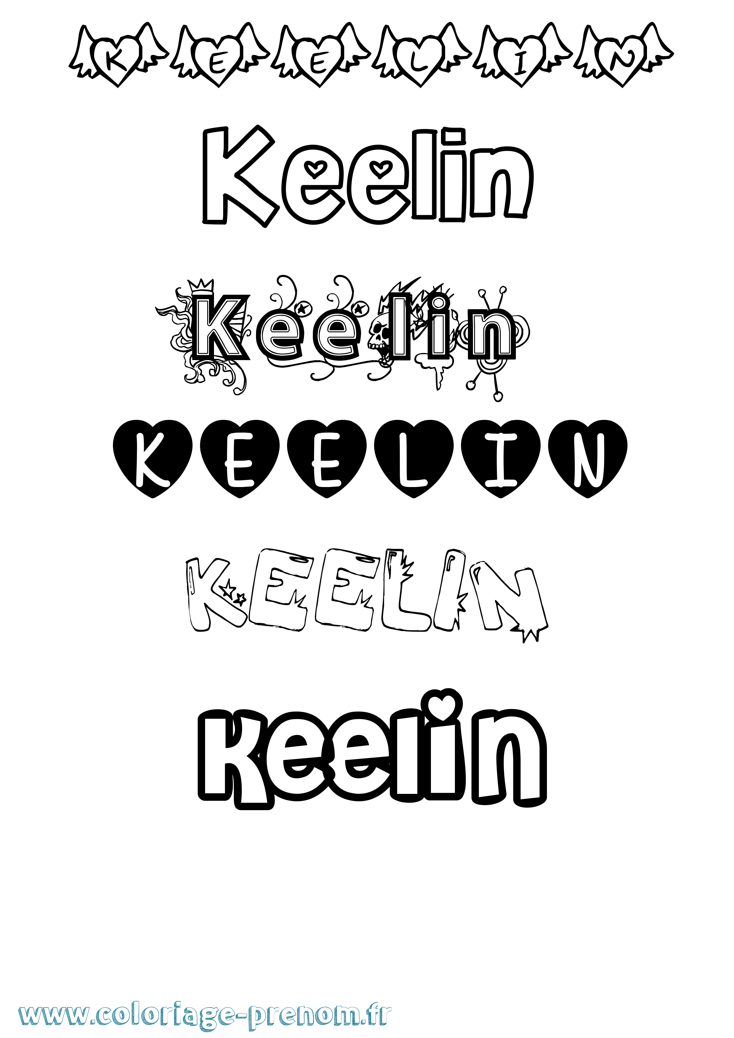 Coloriage Keelin Girly Coloriage prénom Keelin Girly
