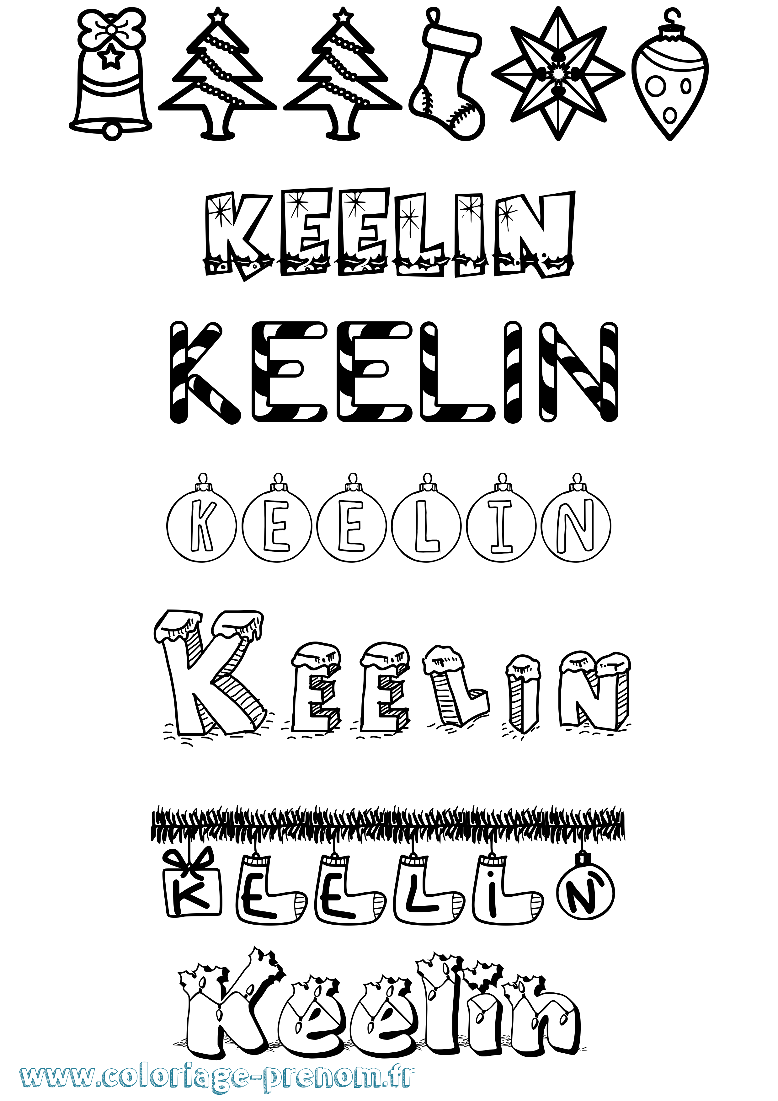 Coloriage Keelin Noël Coloriage prénom Keelin Noël
