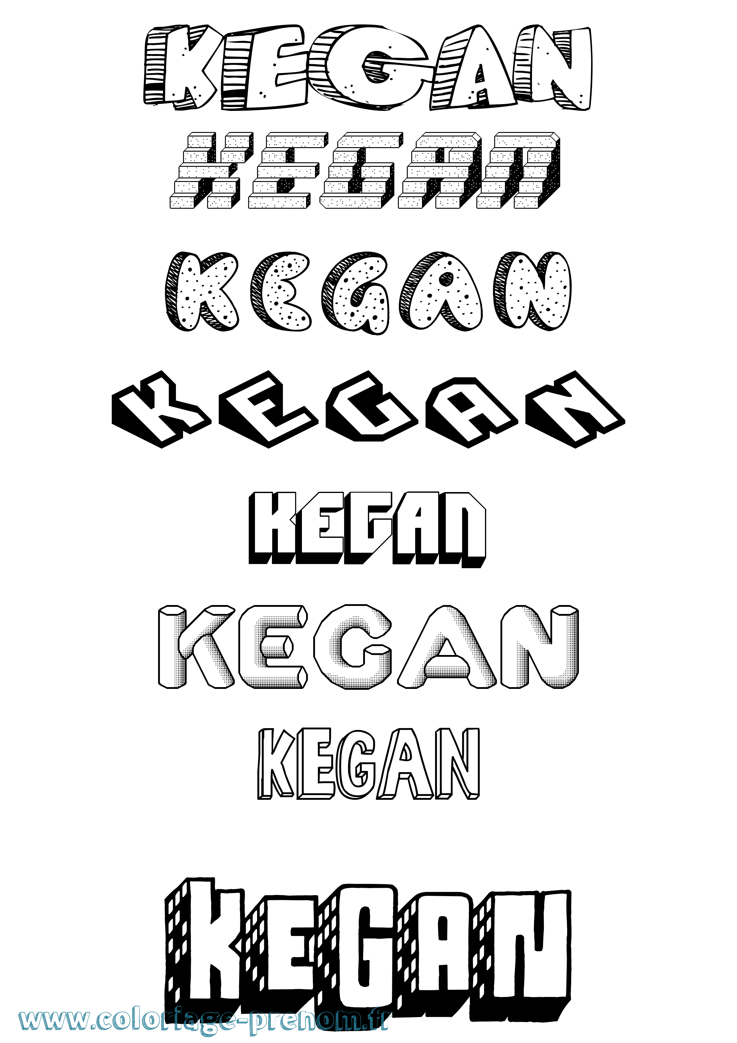 Coloriage Kegan Effet 3D Coloriage prénom Kegan Effet 3D