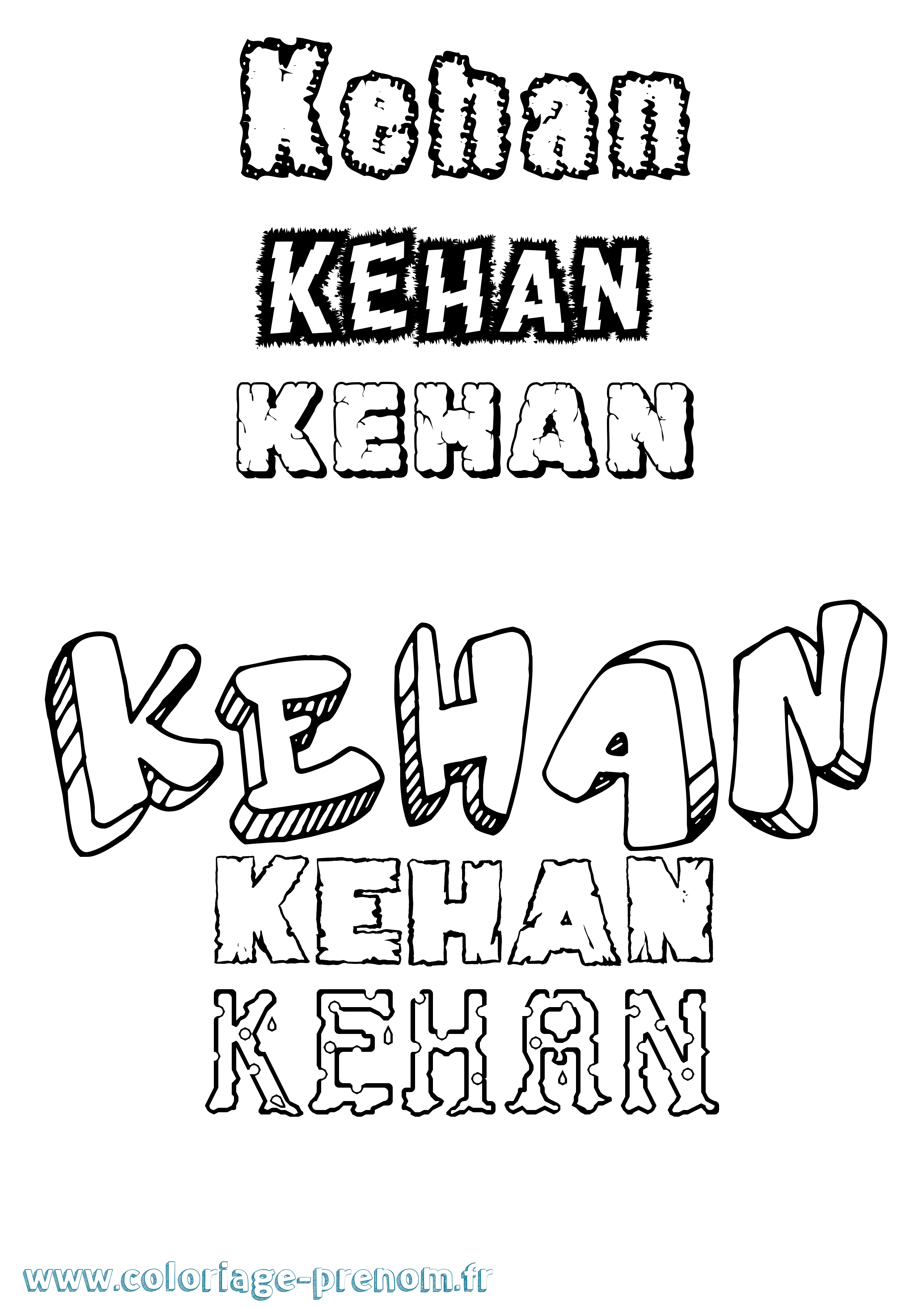 Coloriage Kehan Destructuré Coloriage prénom Kehan Destructuré