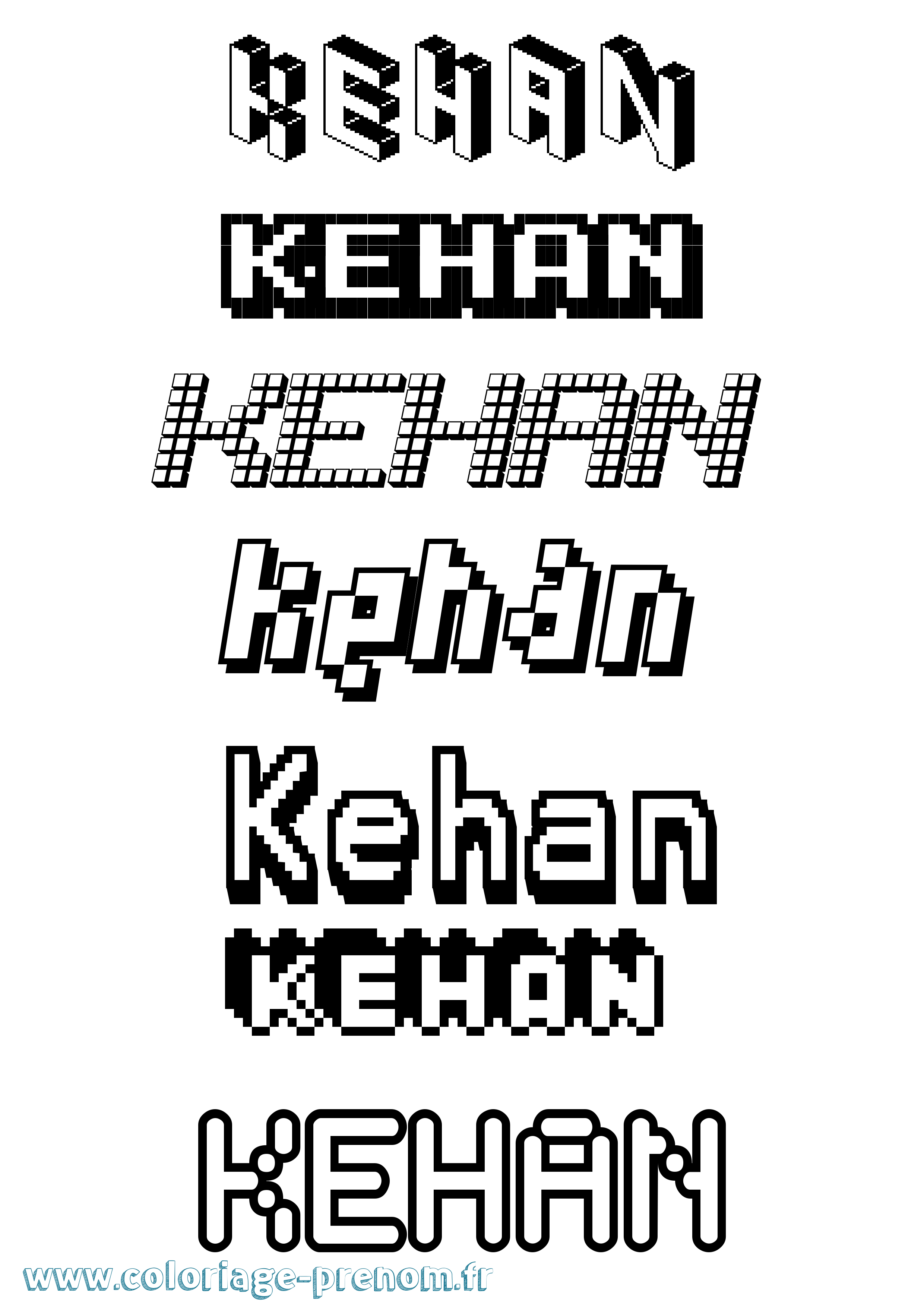 Coloriage Kehan Pixel Coloriage prénom Kehan Pixel