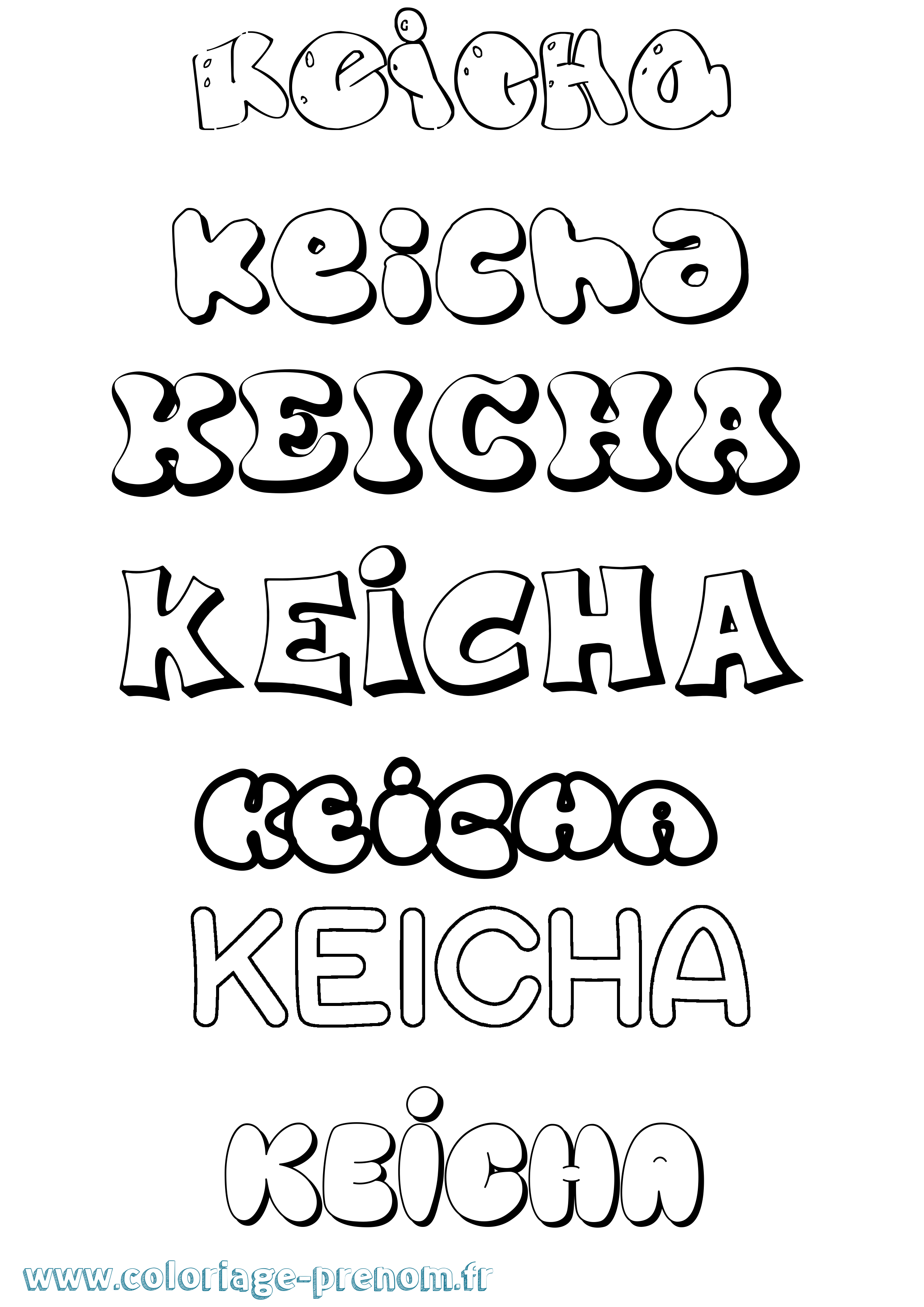 Coloriage Keicha Bubble Coloriage prénom Keicha Bubble