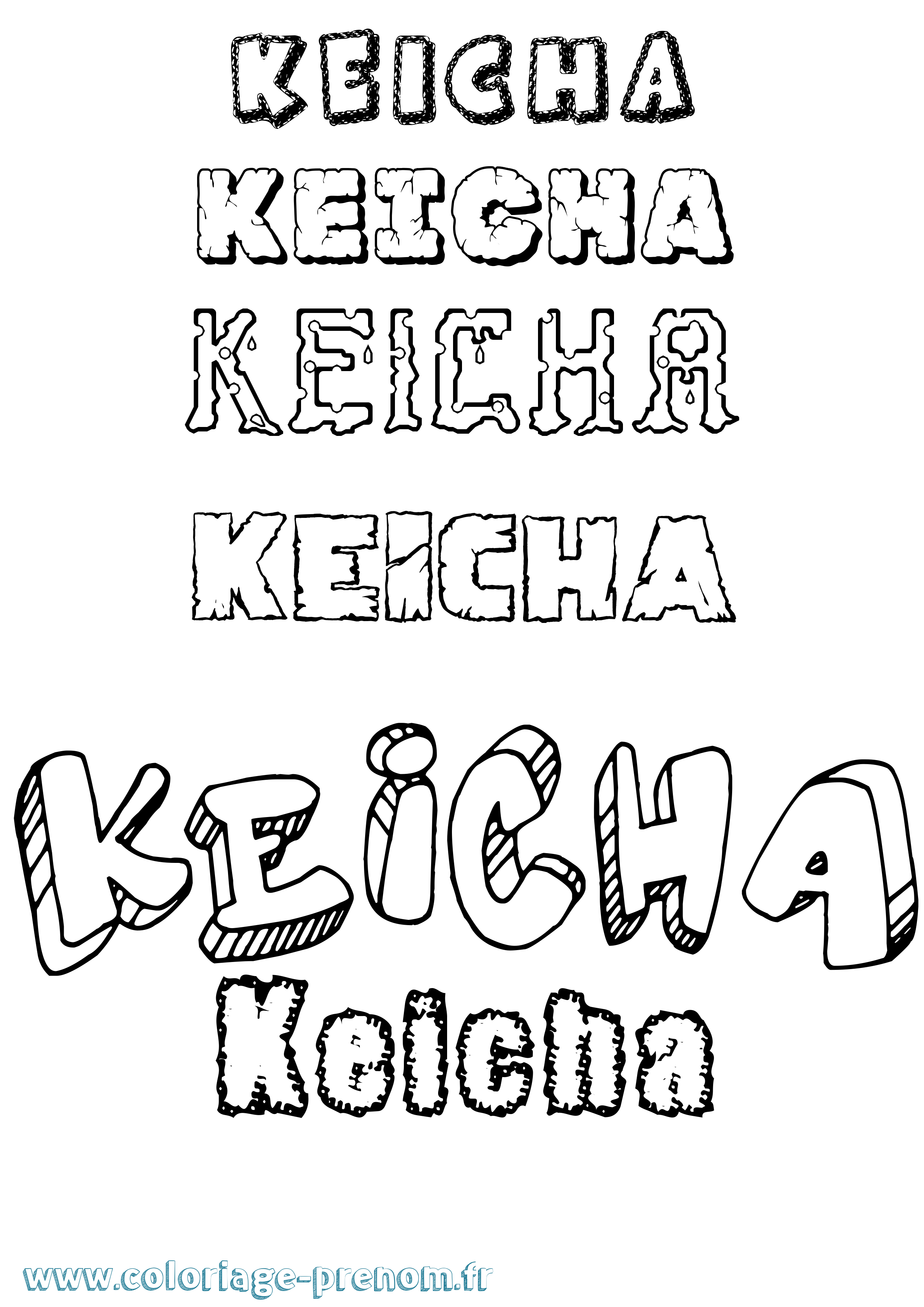 Coloriage Keicha Destructuré Coloriage prénom Keicha Destructuré