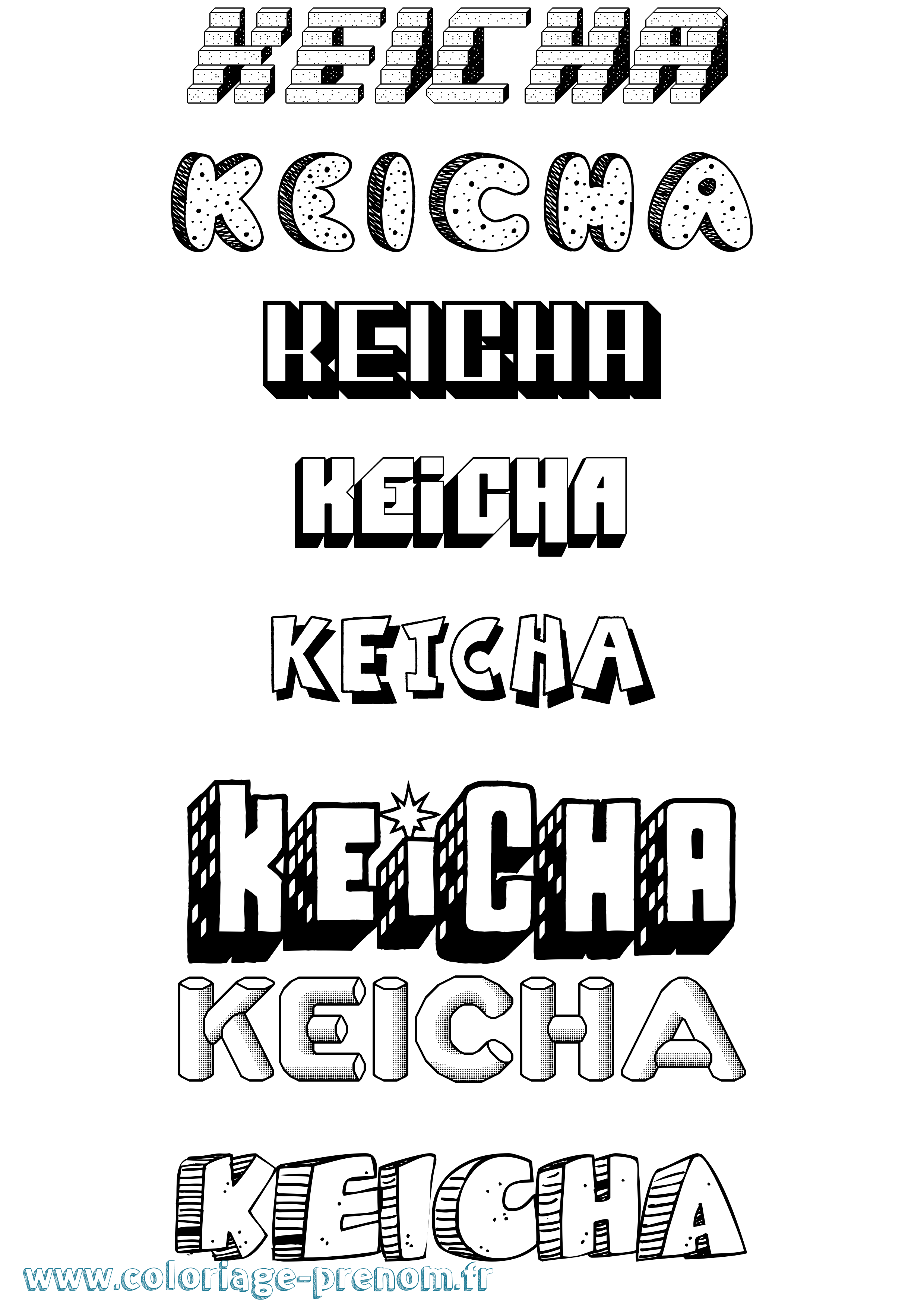 Coloriage Keicha Effet 3D Coloriage prénom Keicha Effet 3D
