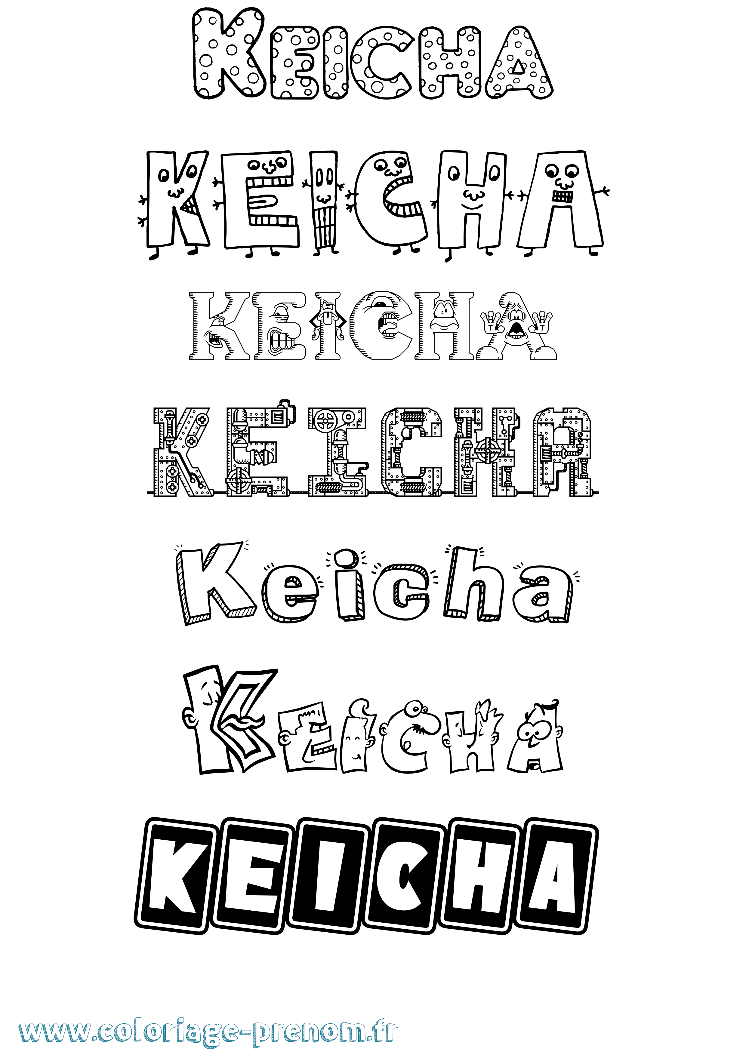 Coloriage Keicha Fun Coloriage prénom Keicha Fun