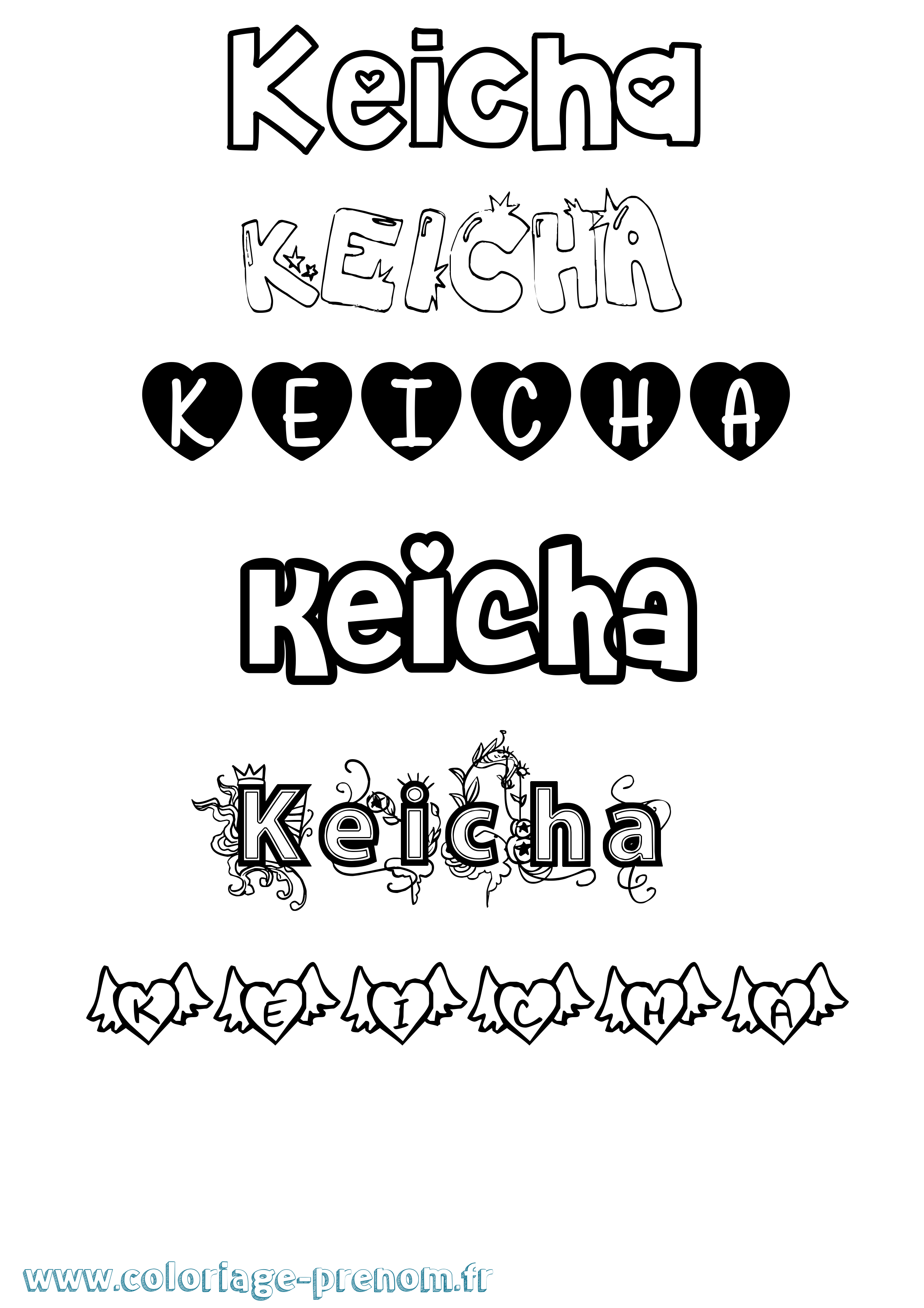 Coloriage Keicha Girly Coloriage prénom Keicha Girly