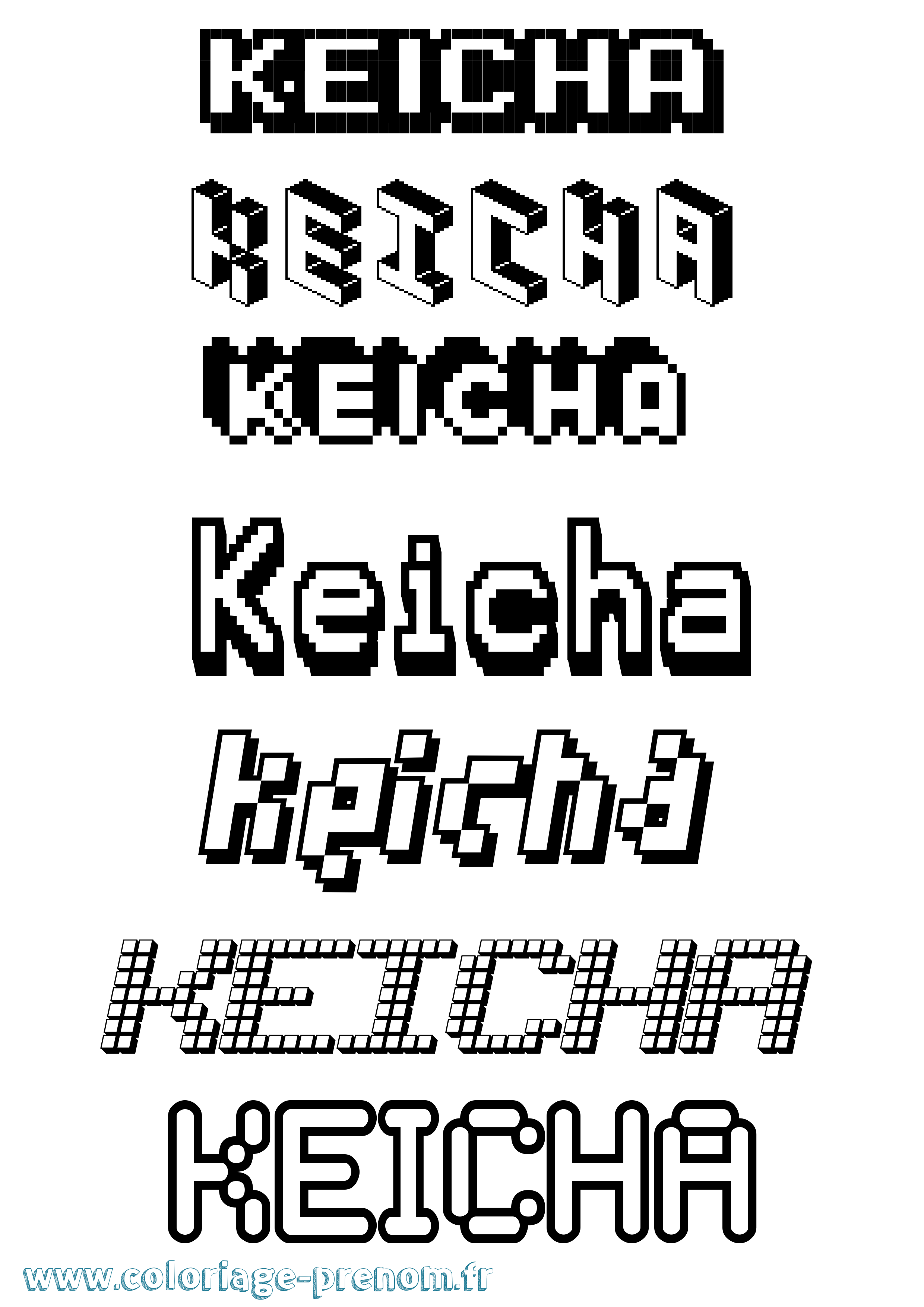 Coloriage Keicha Pixel Coloriage prénom Keicha Pixel