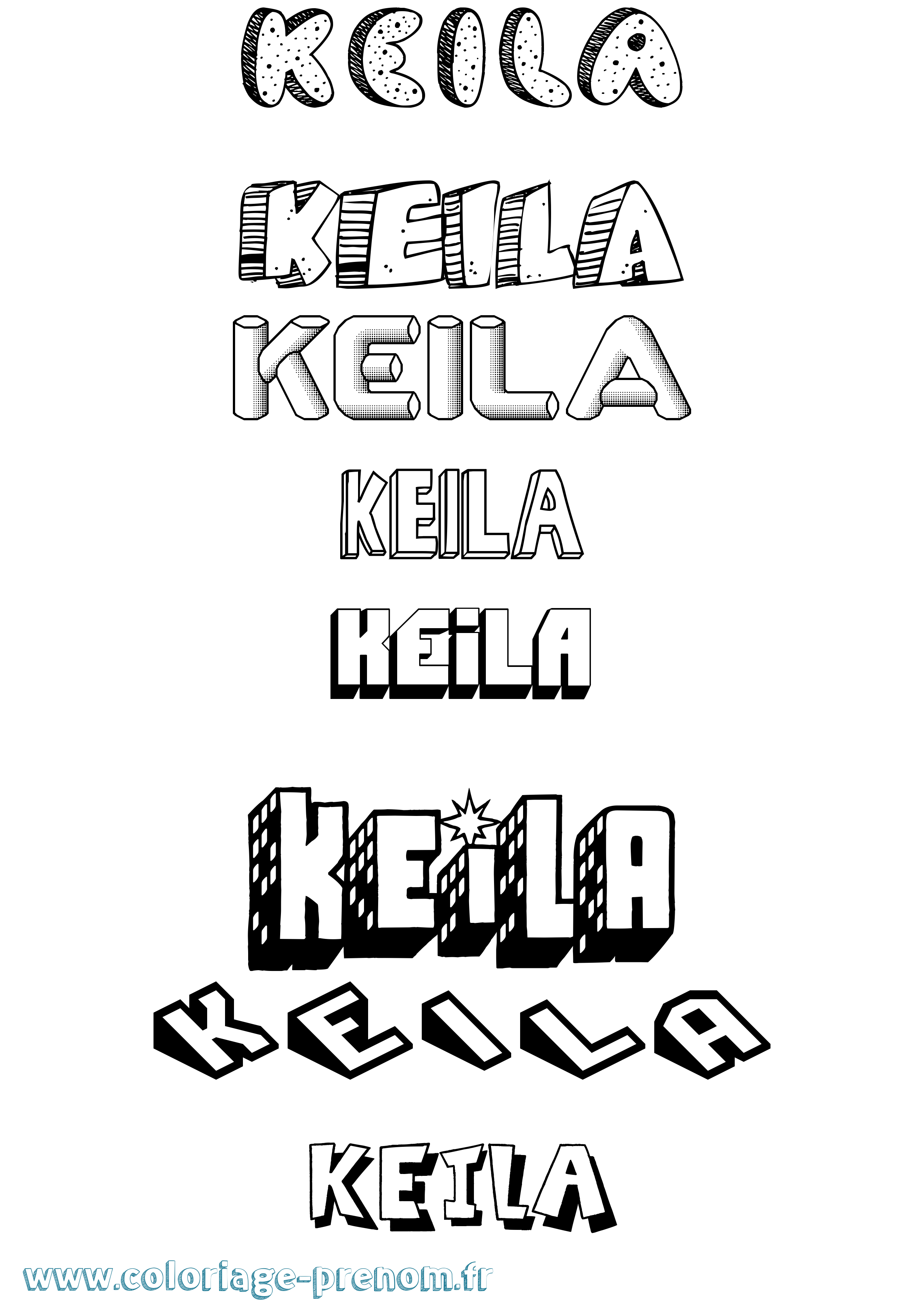 Coloriage Keila Effet 3D Coloriage prénom Keila Effet 3D