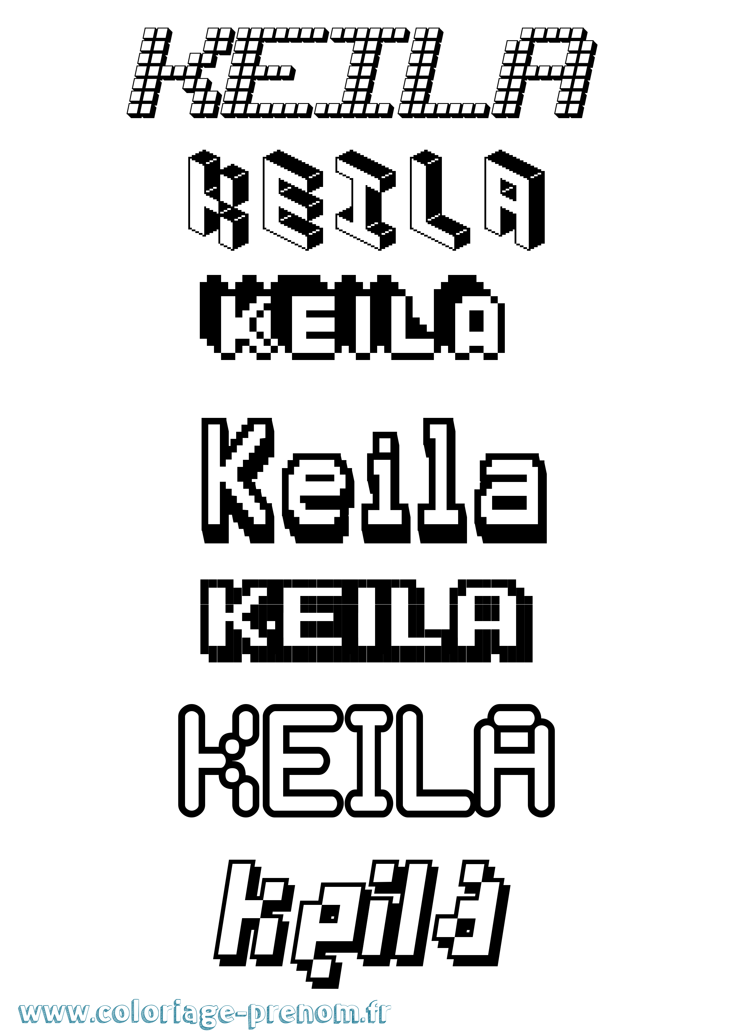Coloriage Keila Pixel Coloriage prénom Keila Pixel