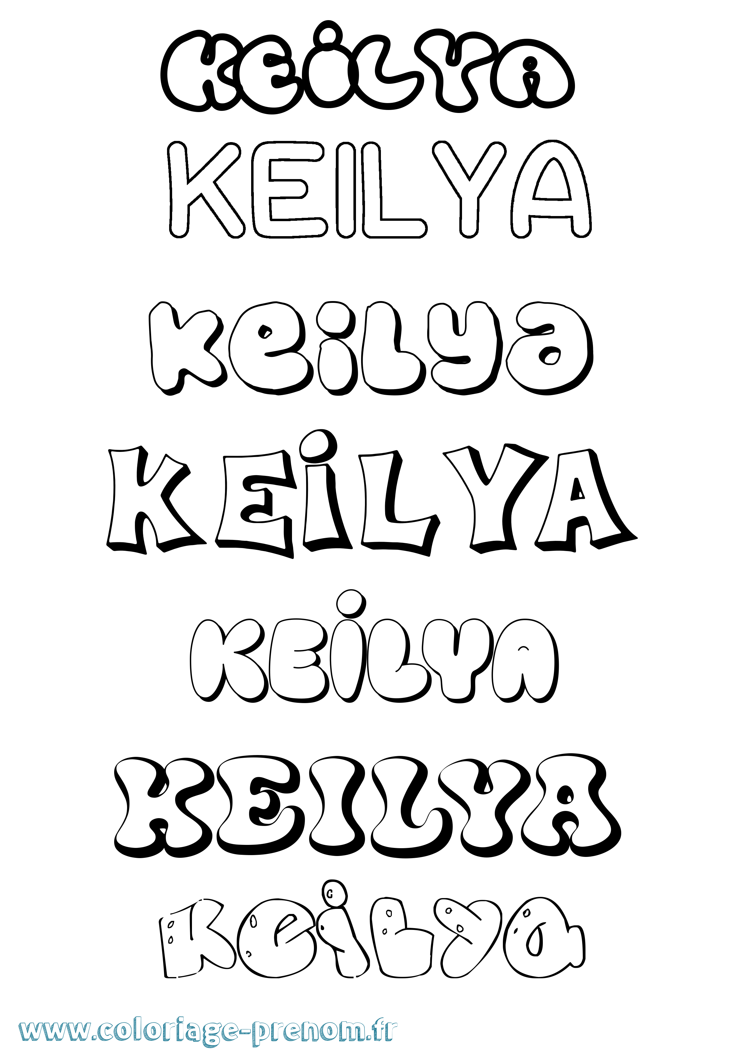 Coloriage Keilya Bubble Coloriage prénom Keilya Bubble
