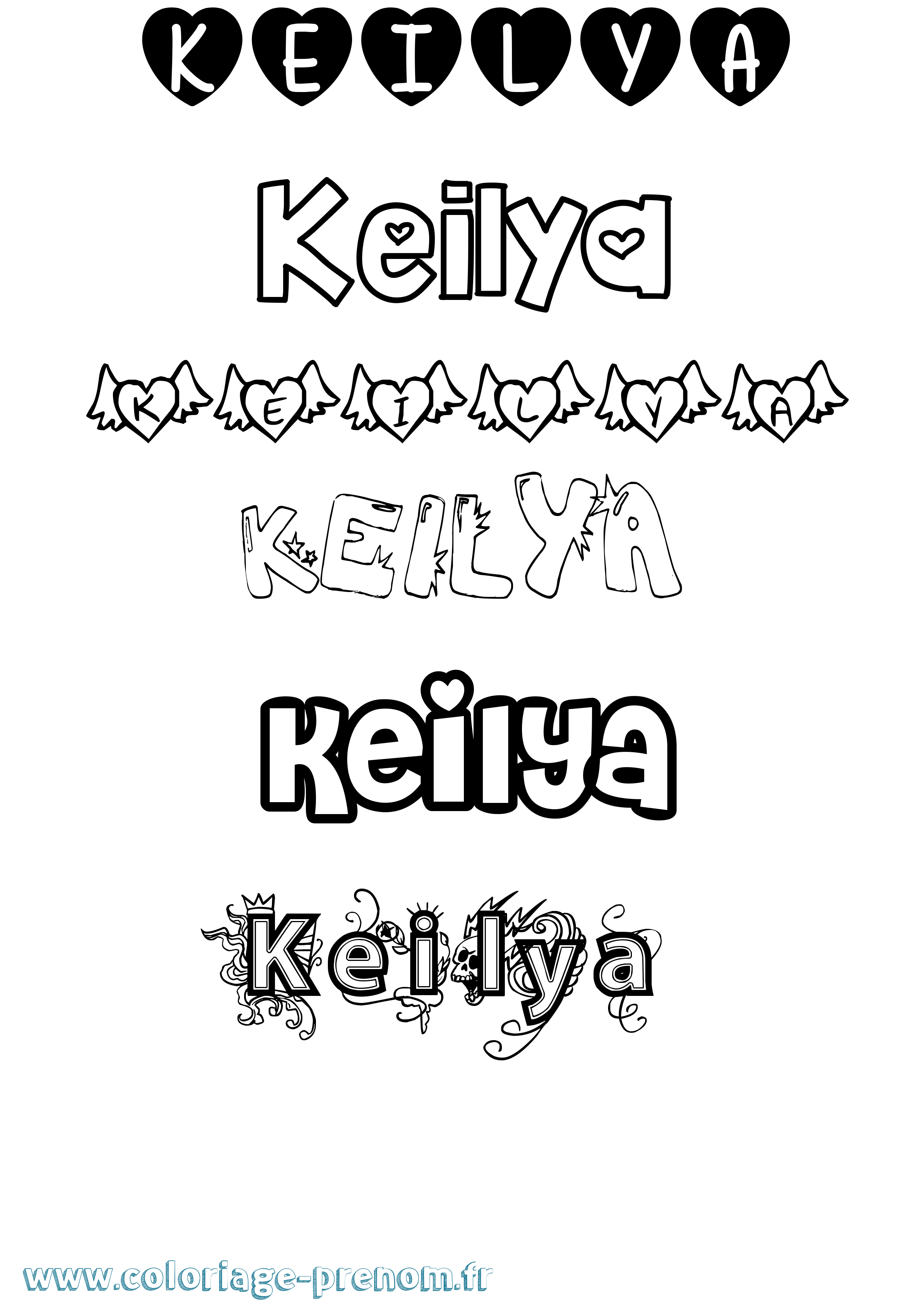 Coloriage Keilya Girly Coloriage prénom Keilya Girly
