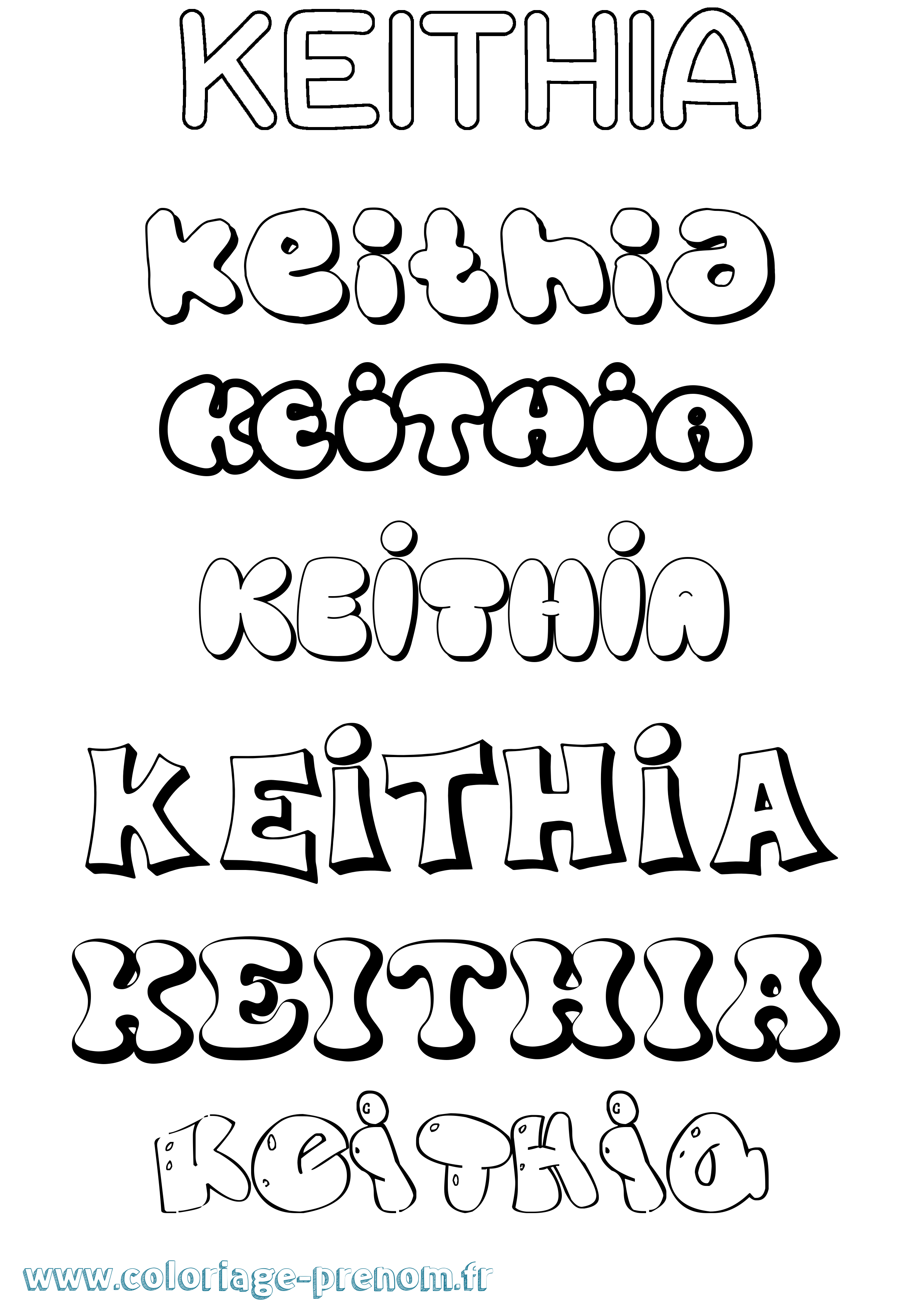 Coloriage Keithia Bubble Coloriage prénom Keithia Bubble