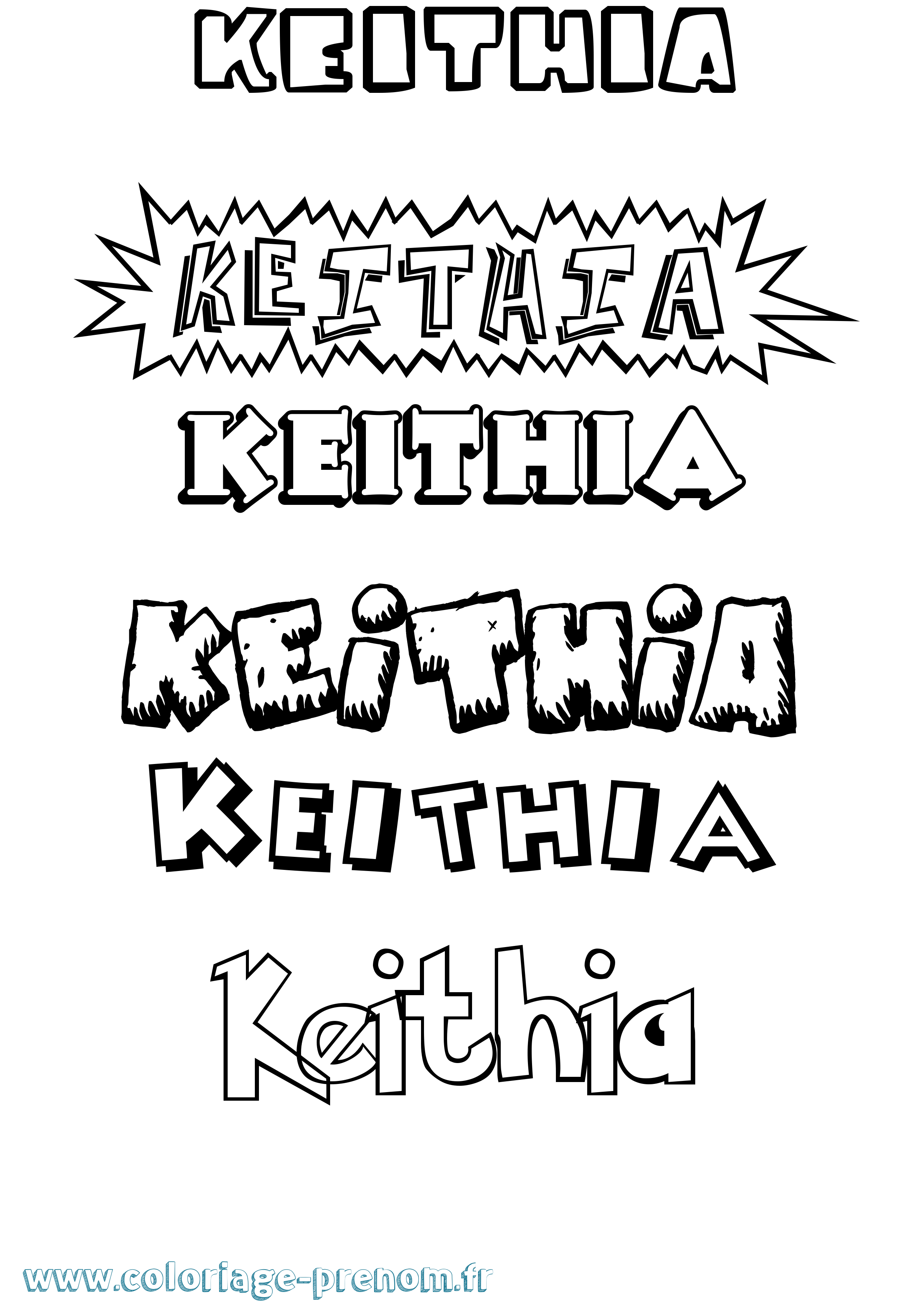 Coloriage Keithia Dessin Animé Coloriage prénom Keithia Dessin Animé